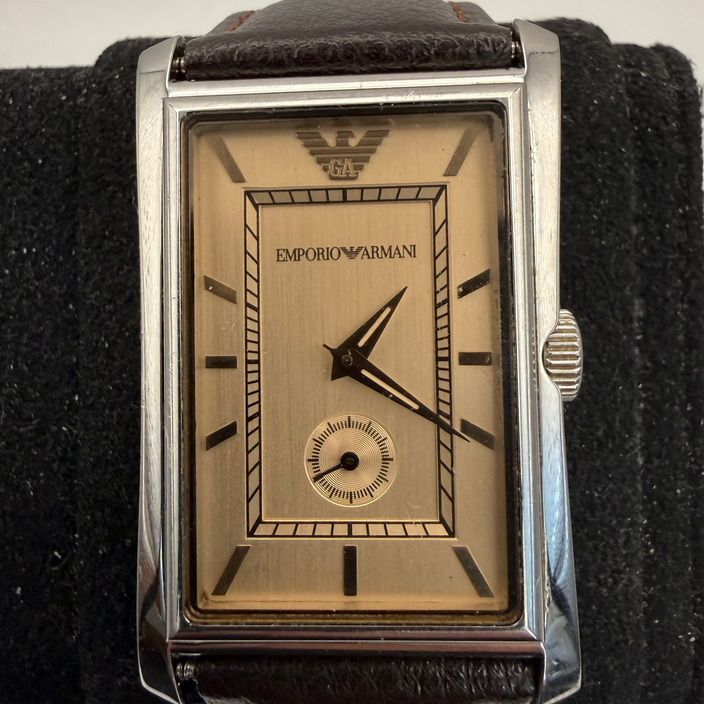 Emporio Armani AR-0152 Rectangular Small Seconds Leather Strap Watch (Fully Tested and Working)- £45.00