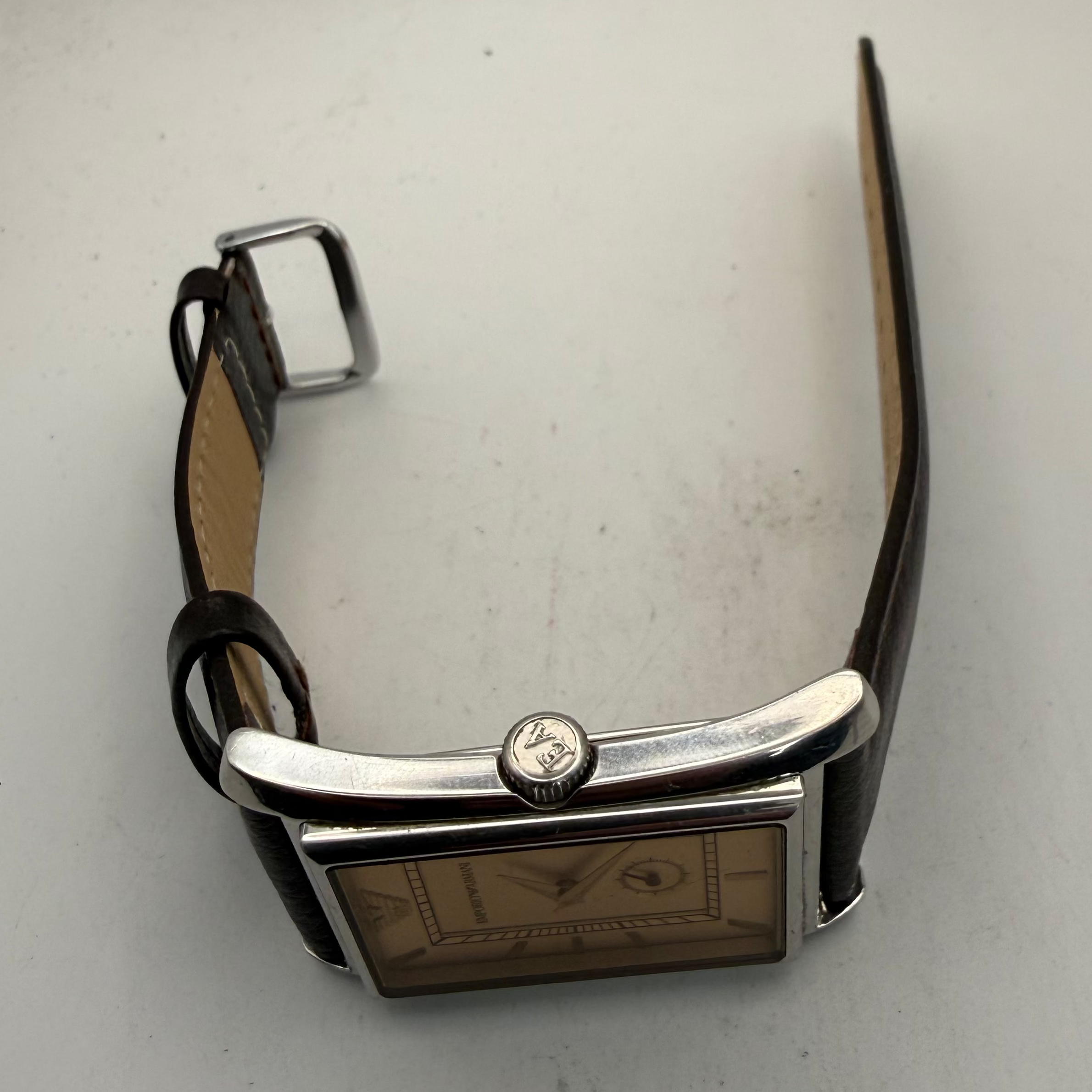 Emporio Armani AR-0152 Rectangular Small Seconds Leather Strap Watch (Fully Tested and Working)- £45.00