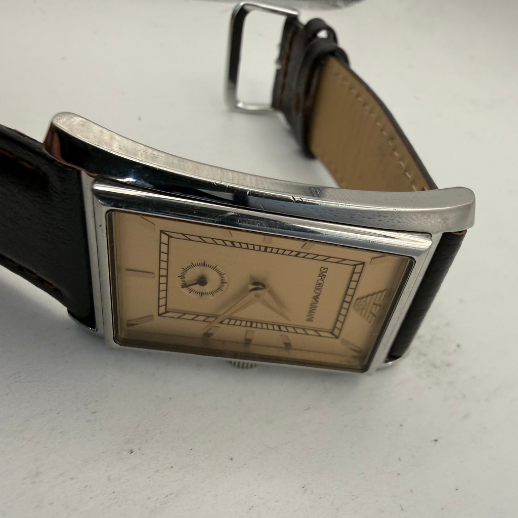 Emporio Armani AR-0152 Rectangular Small Seconds Leather Strap Watch (Fully Tested and Working)- £45.00