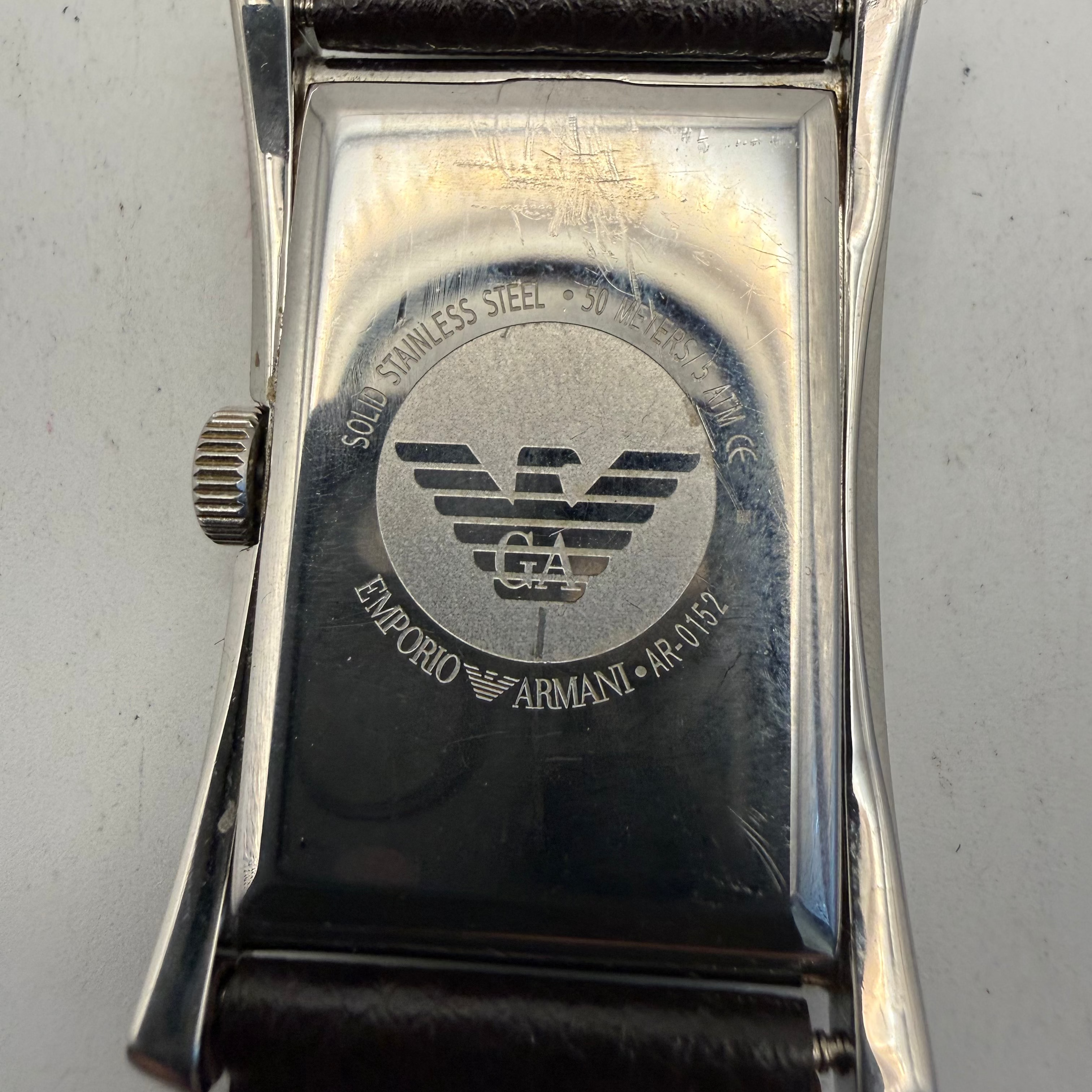 Emporio Armani AR-0152 Rectangular Small Seconds Leather Strap Watch (Fully Tested and Working)- £45.00