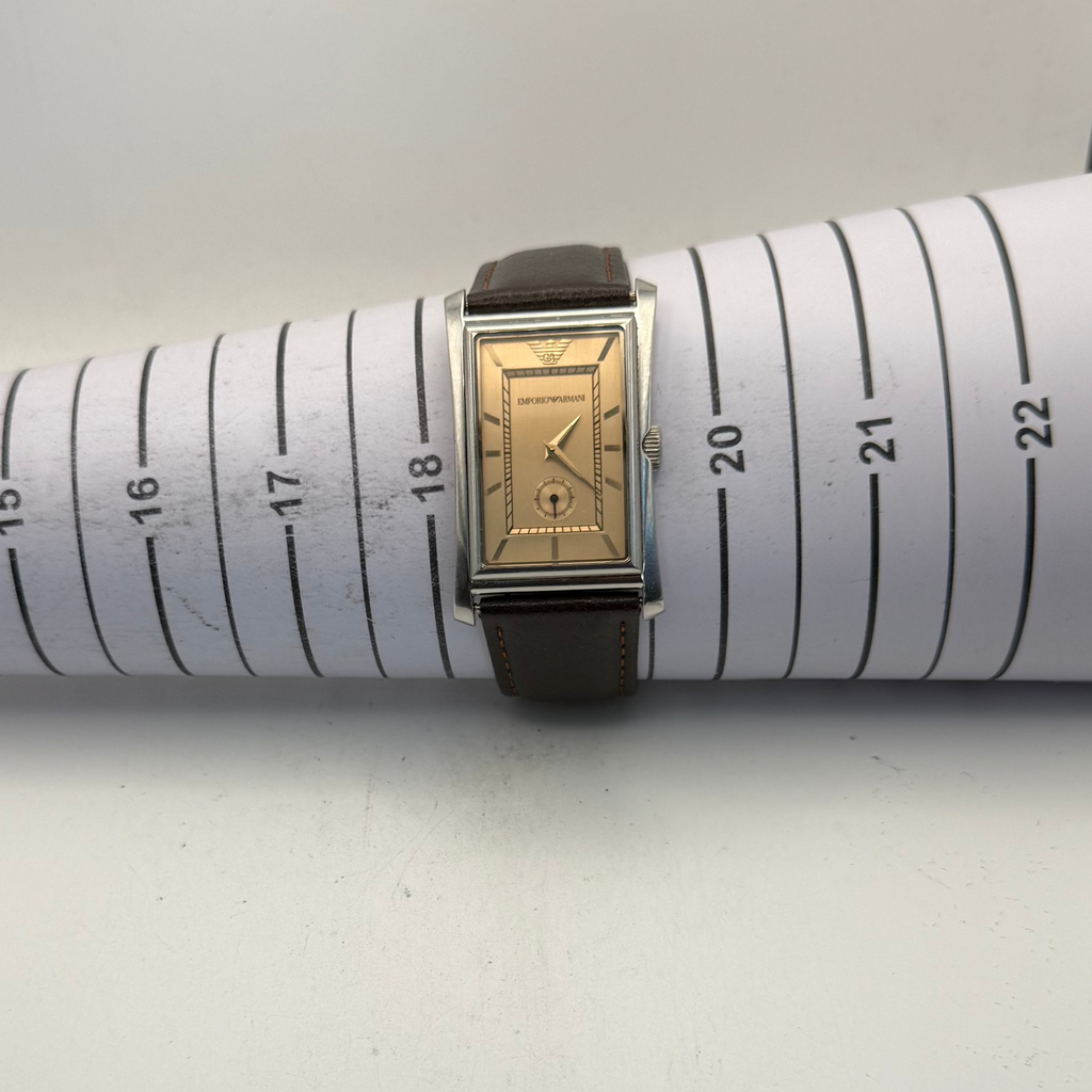 Emporio Armani AR-0152 Rectangular Small Seconds Leather Strap Watch (Fully Tested and Working)- £45.00