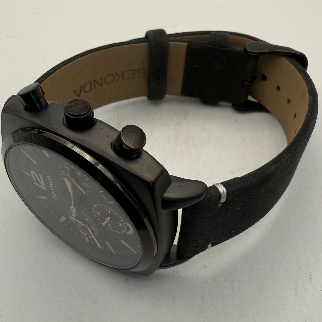 Sekonda Chronograph Black Dial Leather Strap Watch (Fully Tested and Working)- £40.00