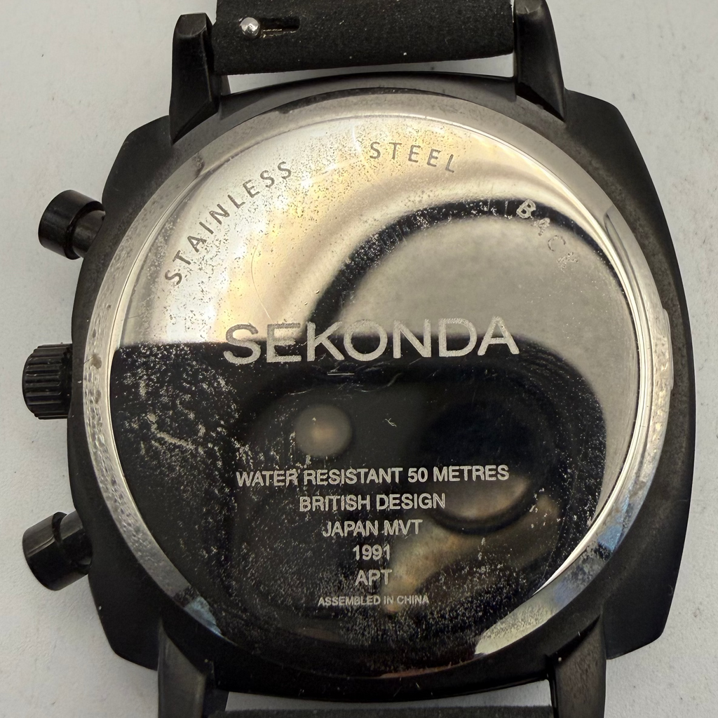 Sekonda Chronograph Black Dial Leather Strap Watch (Fully Tested and Working)- £40.00