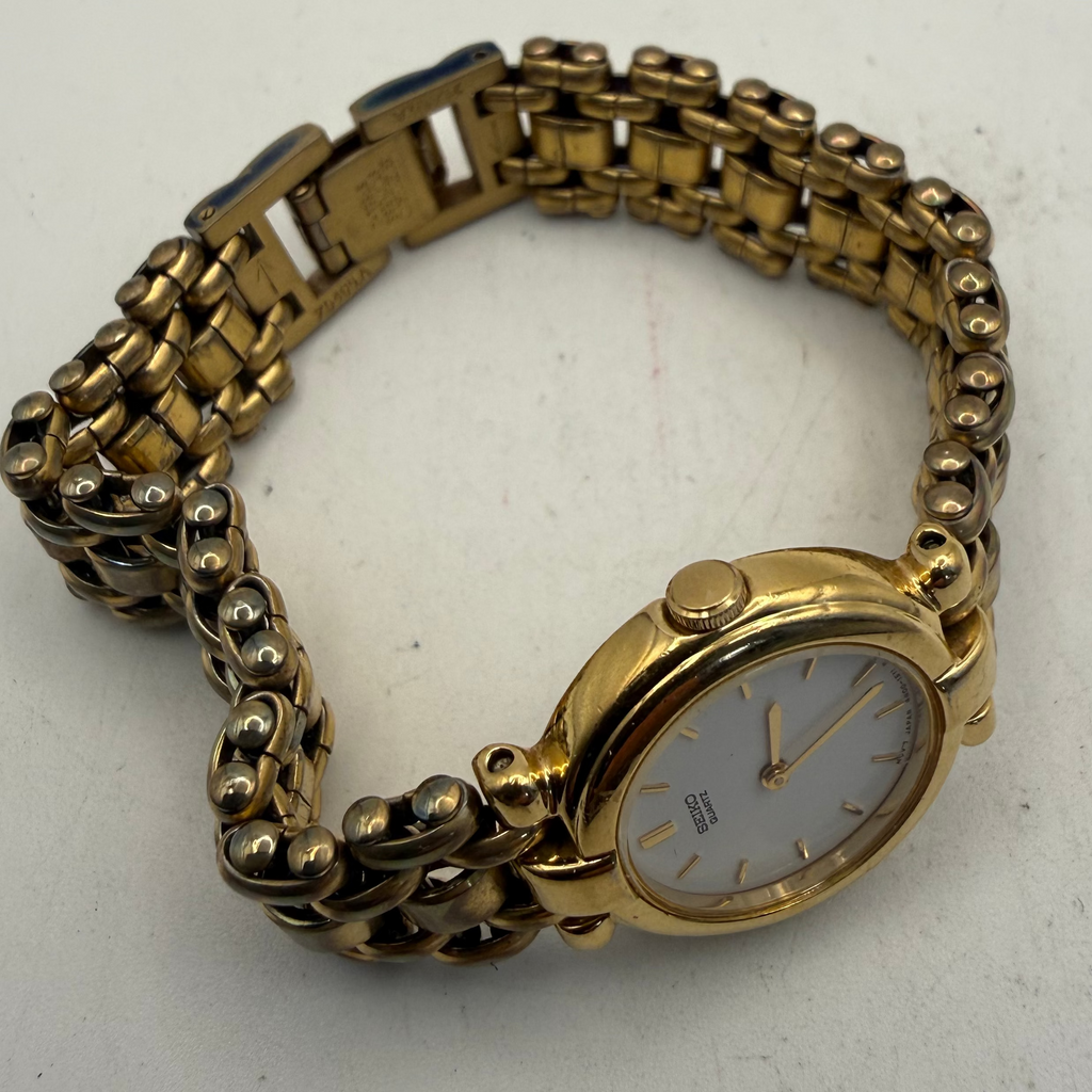 Seiko Ladies Quartz Gold Tone Bracelet Watch 4N00-0381 (Fully Tested and Working)- £25.00