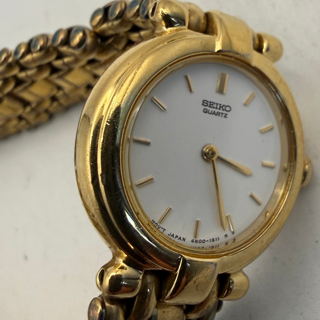Seiko Ladies Quartz Gold Tone Bracelet Watch 4N00-0381 (Fully Tested and Working)- £25.00