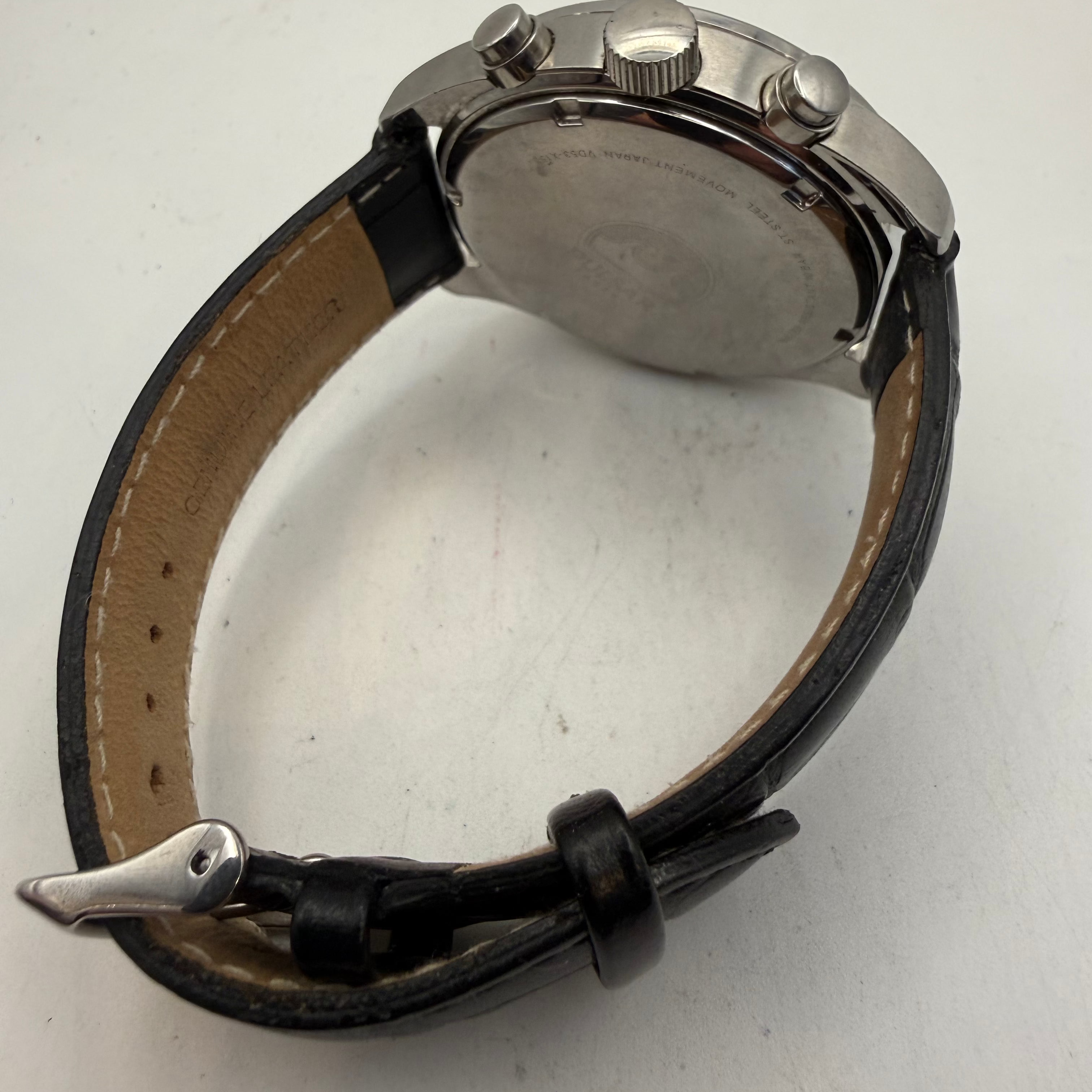 Pulsar Chronograph 100M Black Dial Men's Watch Black Leather Strap 49mm (Fully Tested and Working)- £55.00
