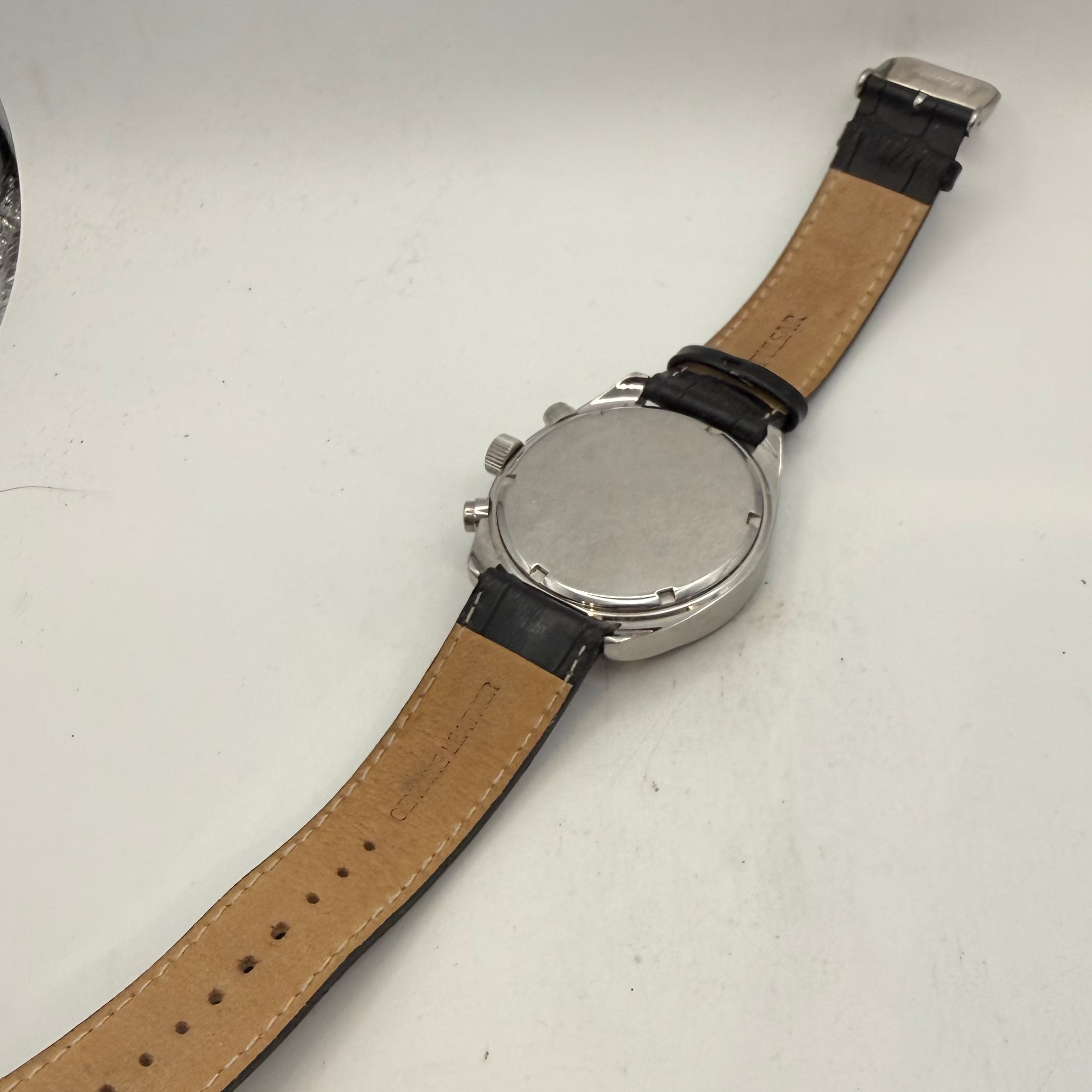 Pulsar Chronograph 100M Black Dial Men's Watch Black Leather Strap 49mm (Fully Tested and Working)- £55.00