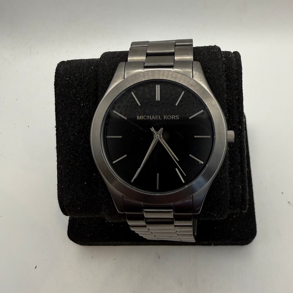 Michael Kors Grey Stainless Steel Black Dial Quartz Watch 46mm (Fully Tested and Working)- £55.00