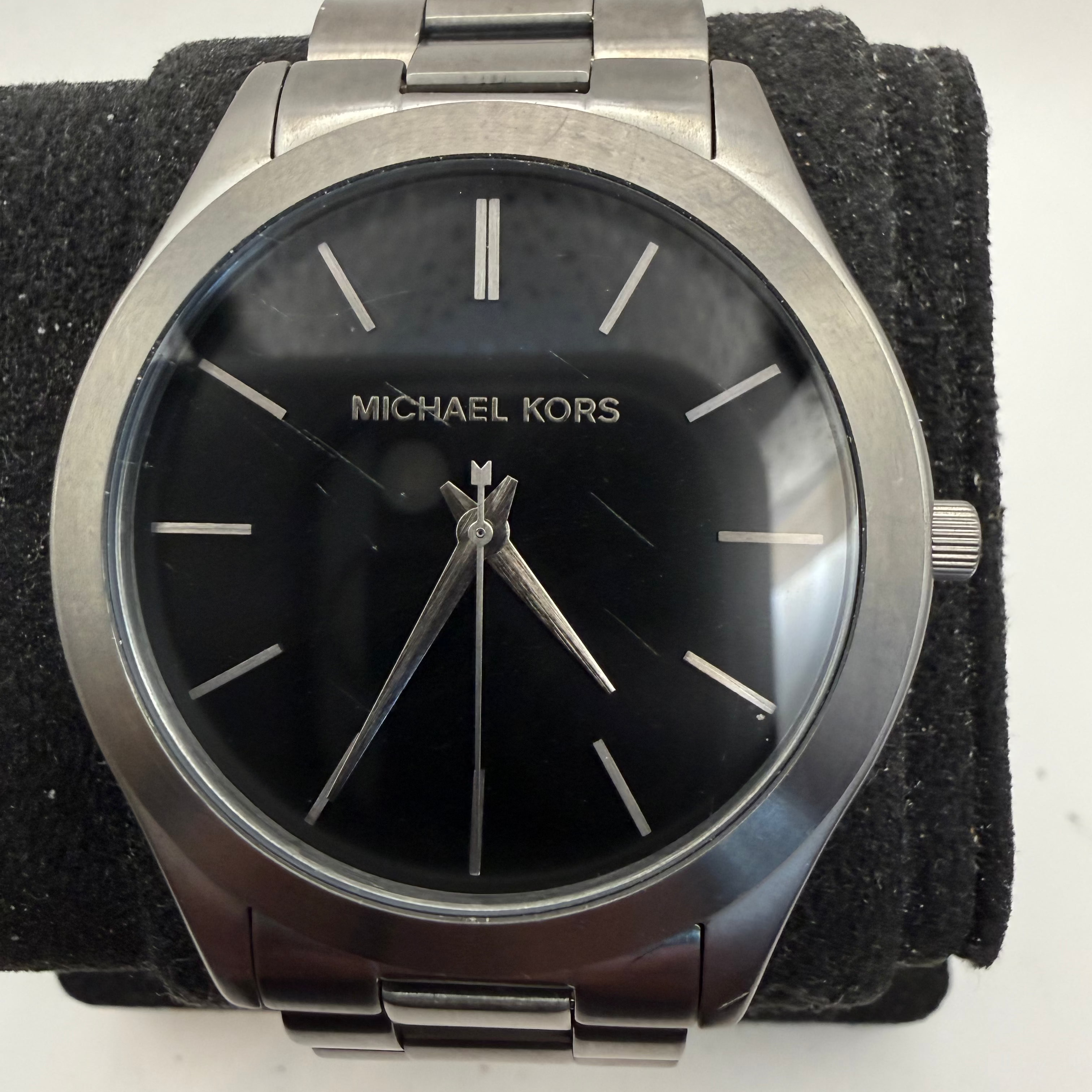 Michael Kors Grey Stainless Steel Black Dial Quartz Watch 46mm (Fully Tested and Working)- £55.00