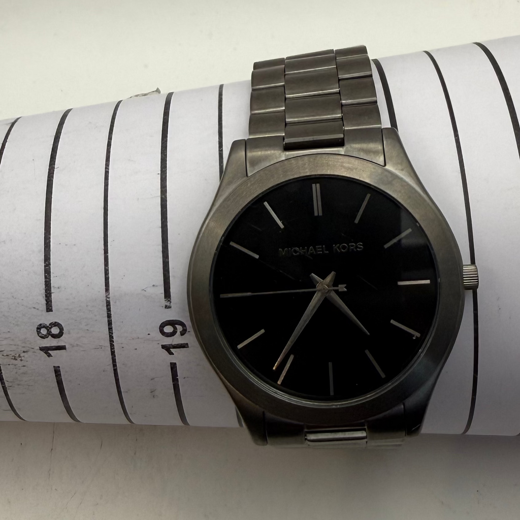 Michael Kors Grey Stainless Steel Black Dial Quartz Watch 46mm (Fully Tested and Working)- £55.00