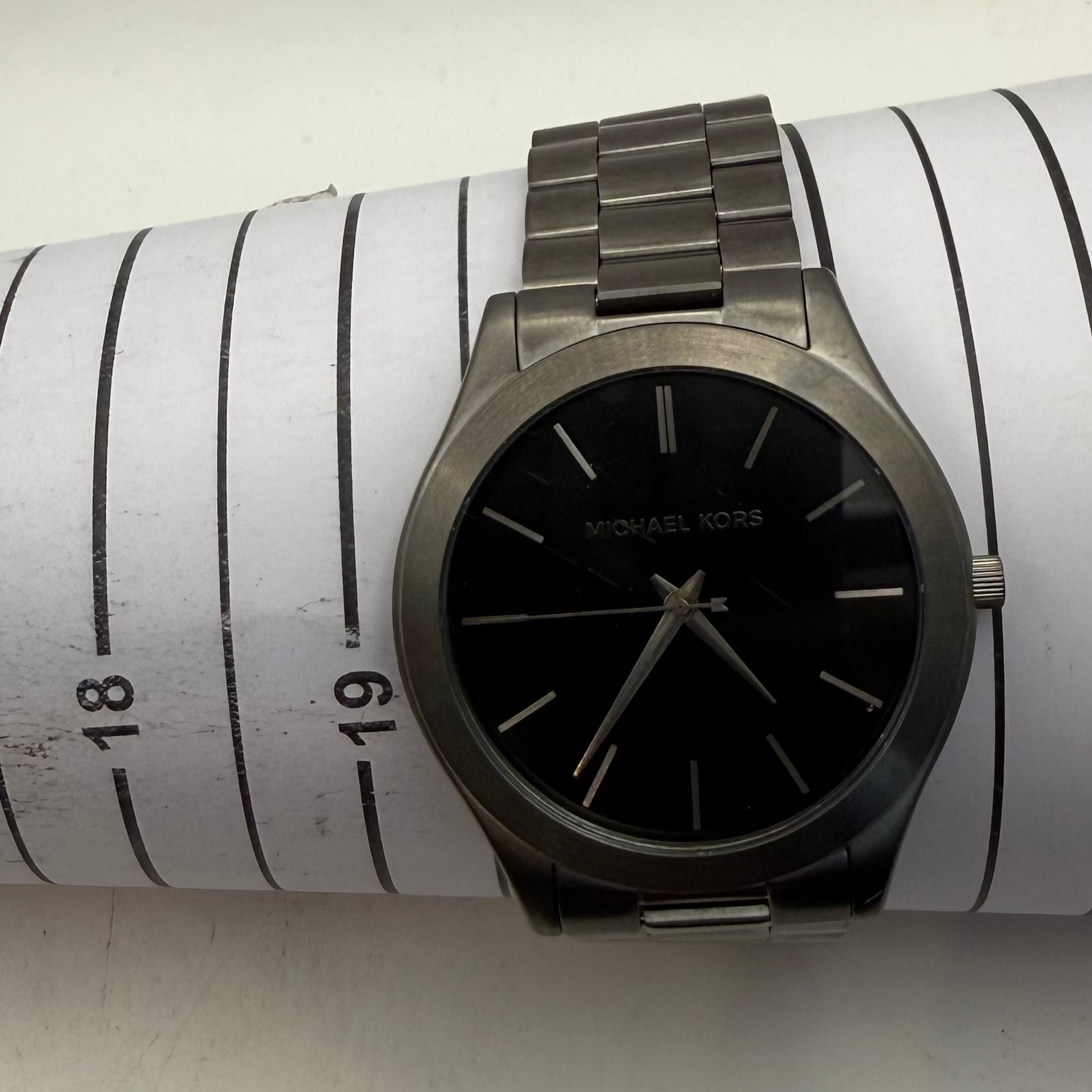 Michael Kors Grey Stainless Steel Black Dial Quartz Watch 46mm (Fully Tested and Working)- £55.00