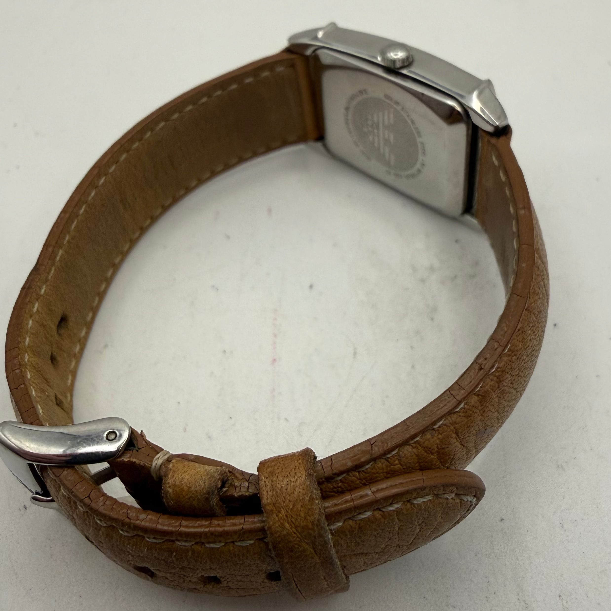 Emporio Armani AR-0236 Ladies Rectangular Leather Strap Quartz Watch (Fully Tested and Working)- £30.00