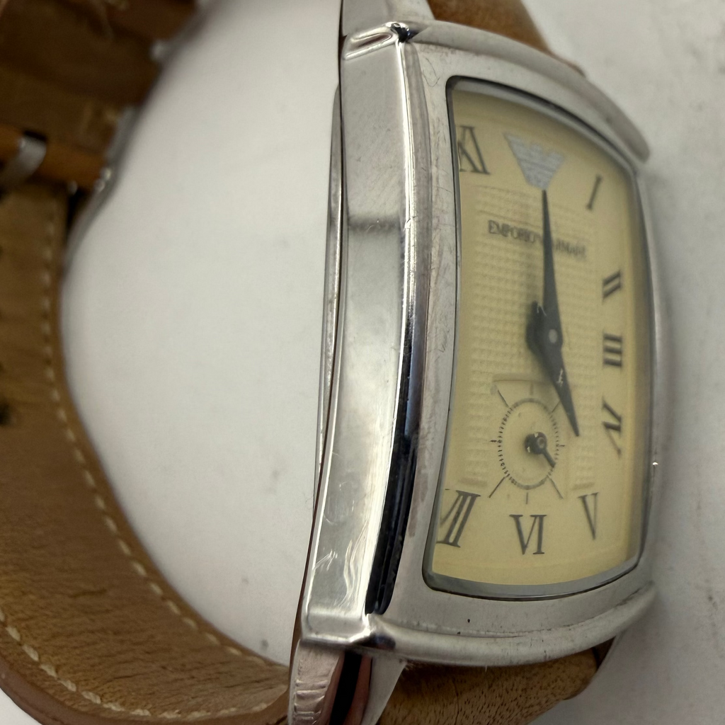 Emporio Armani AR-0236 Ladies Rectangular Leather Strap Quartz Watch (Fully Tested and Working)- £30.00