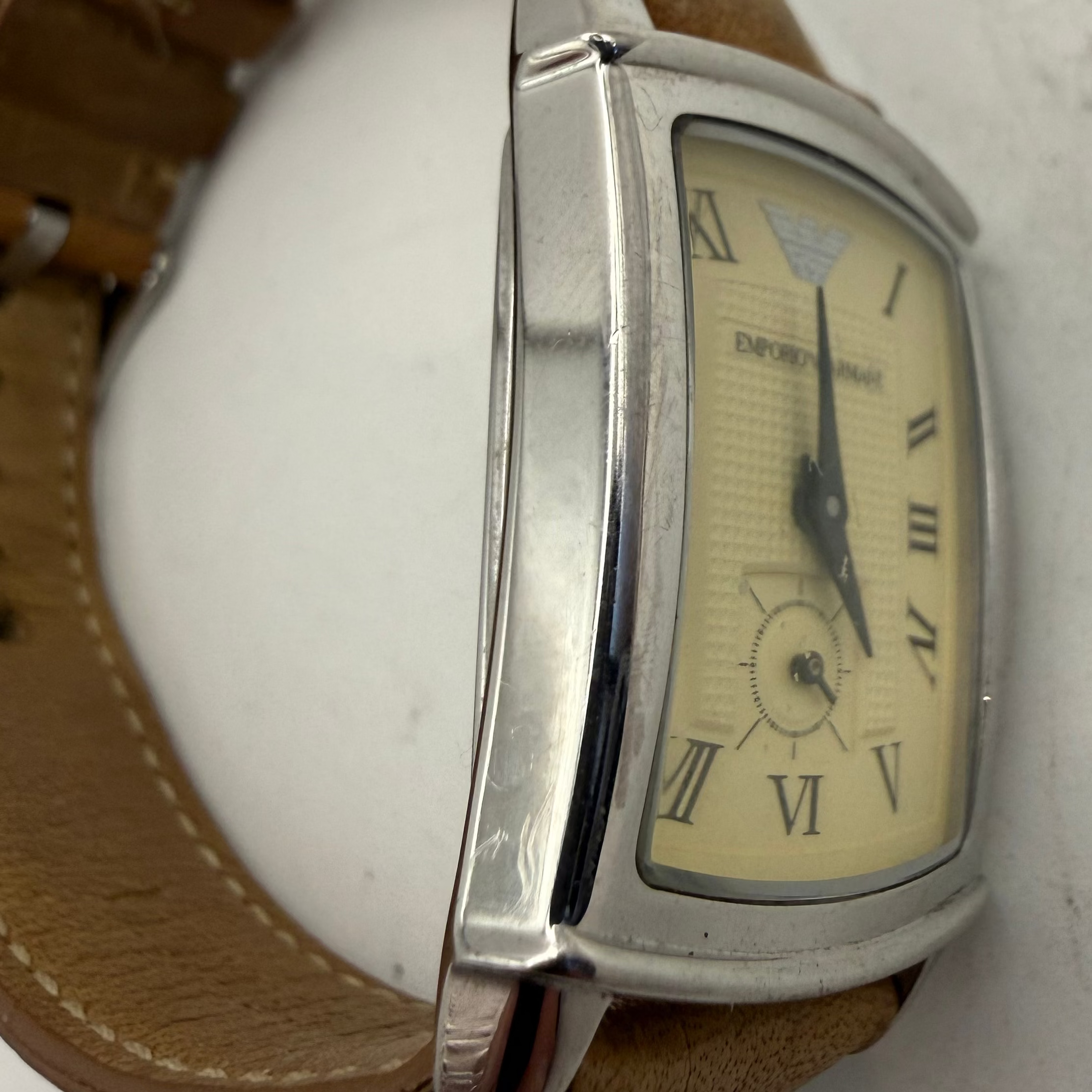 Emporio Armani AR-0236 Ladies Rectangular Leather Strap Quartz Watch (Fully Tested and Working)- £30.00