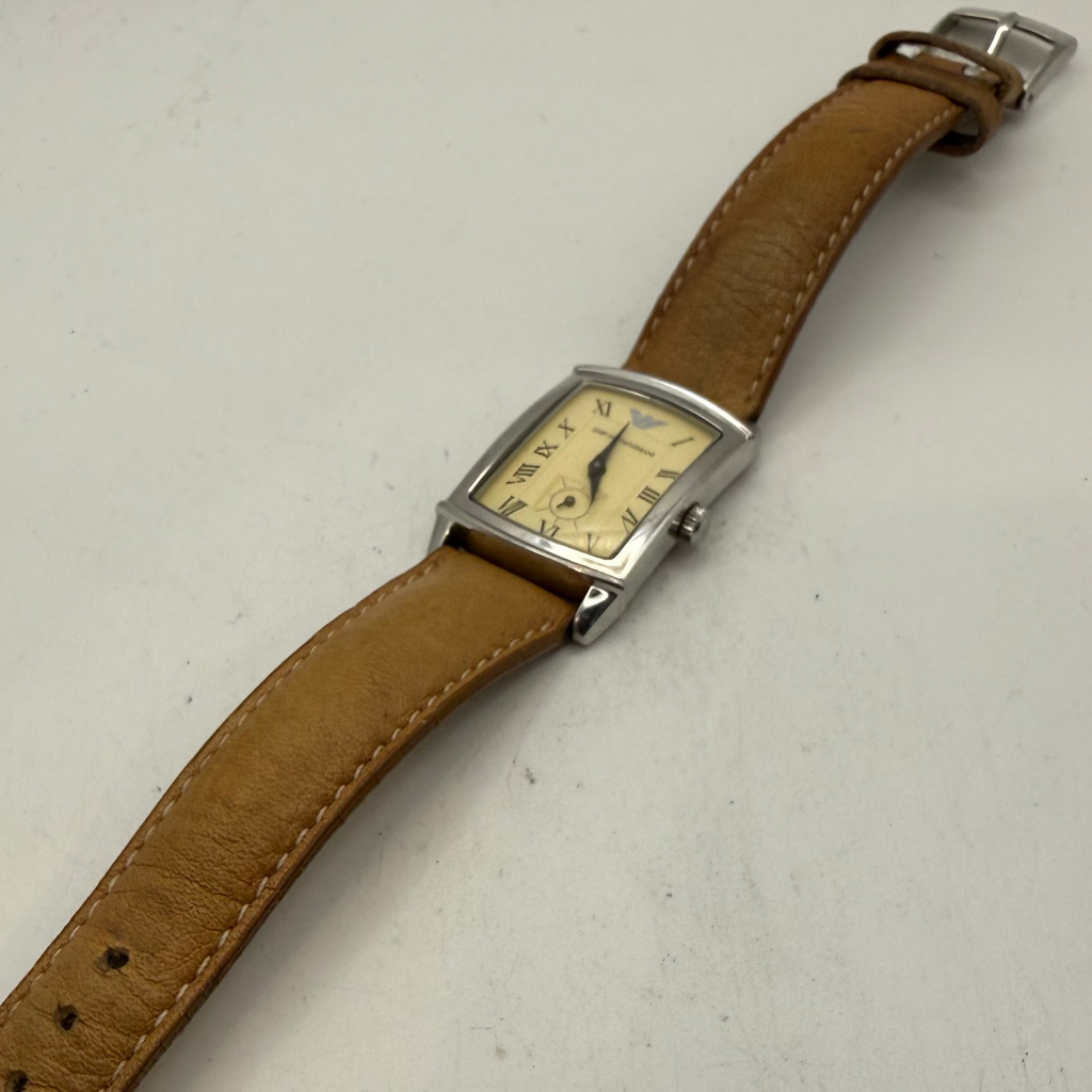 Emporio Armani AR-0236 Ladies Rectangular Leather Strap Quartz Watch (Fully Tested and Working)- £30.00