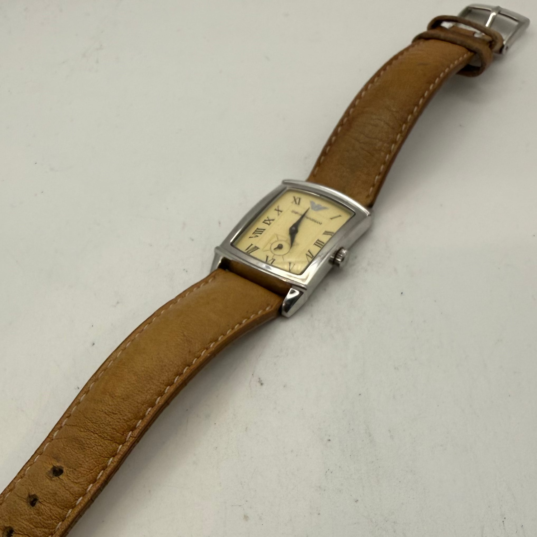 Emporio Armani AR-0236 Ladies Rectangular Leather Strap Quartz Watch (Fully Tested and Working)- £30.00