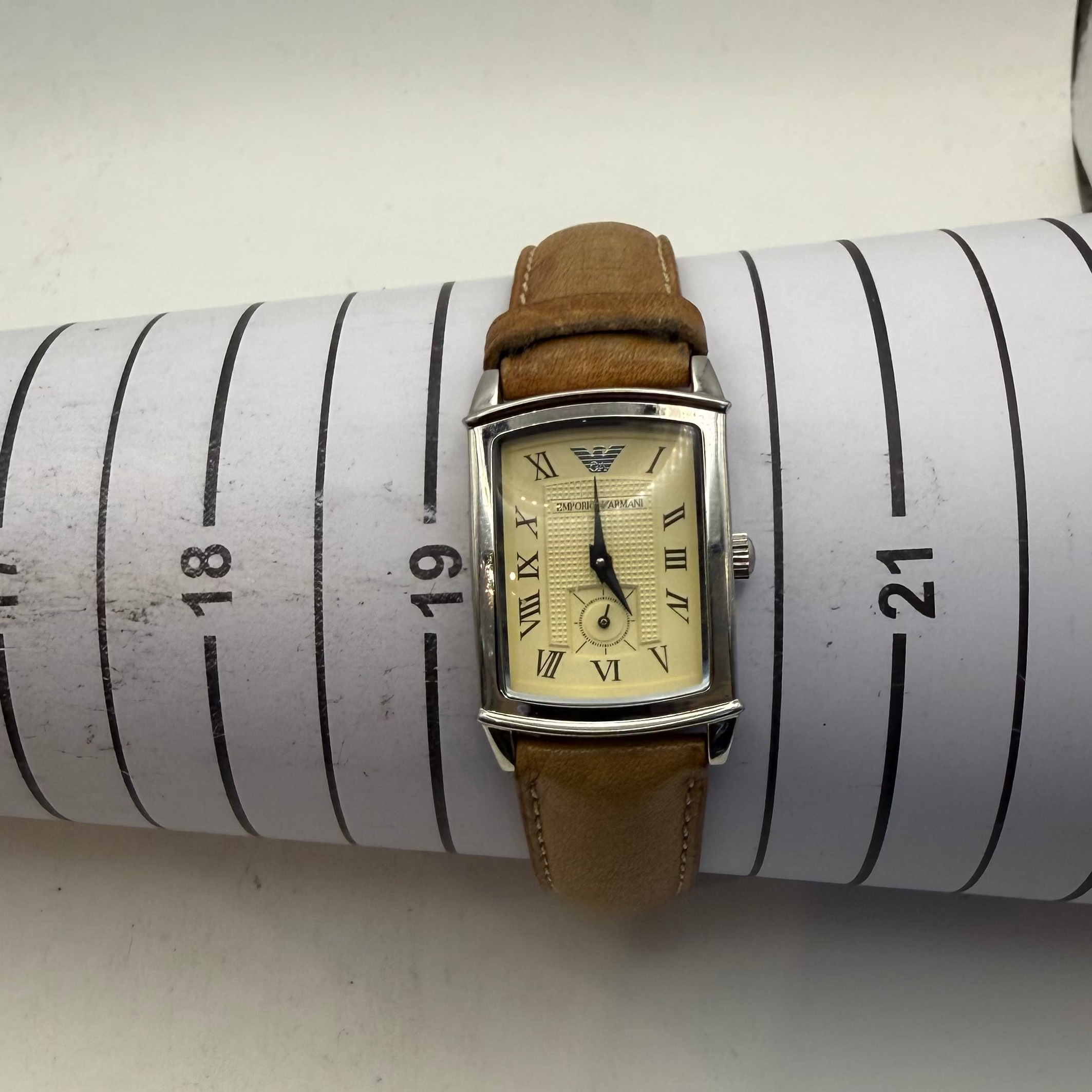 Emporio Armani AR-0236 Ladies Rectangular Leather Strap Quartz Watch (Fully Tested and Working)- £30.00