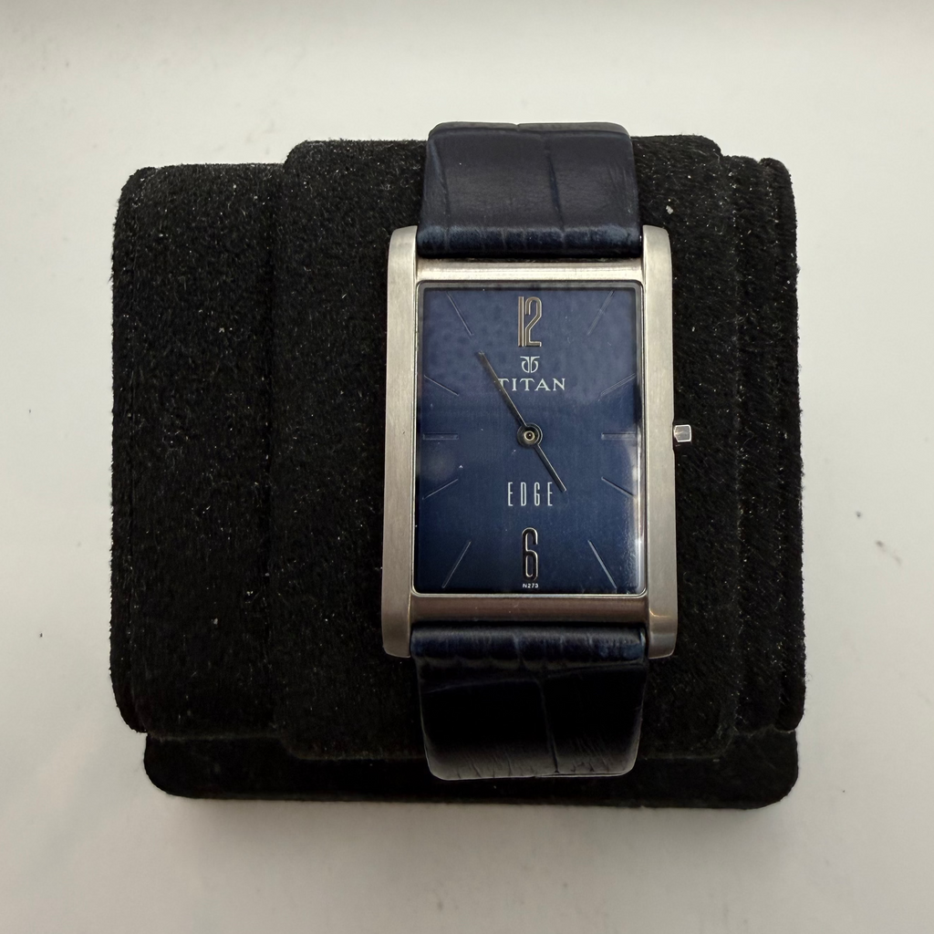 Titan Edge Ultra Slim Sapphire Crystal Blue Dial Leather Strap Watch (Fully Tested an- £75.00