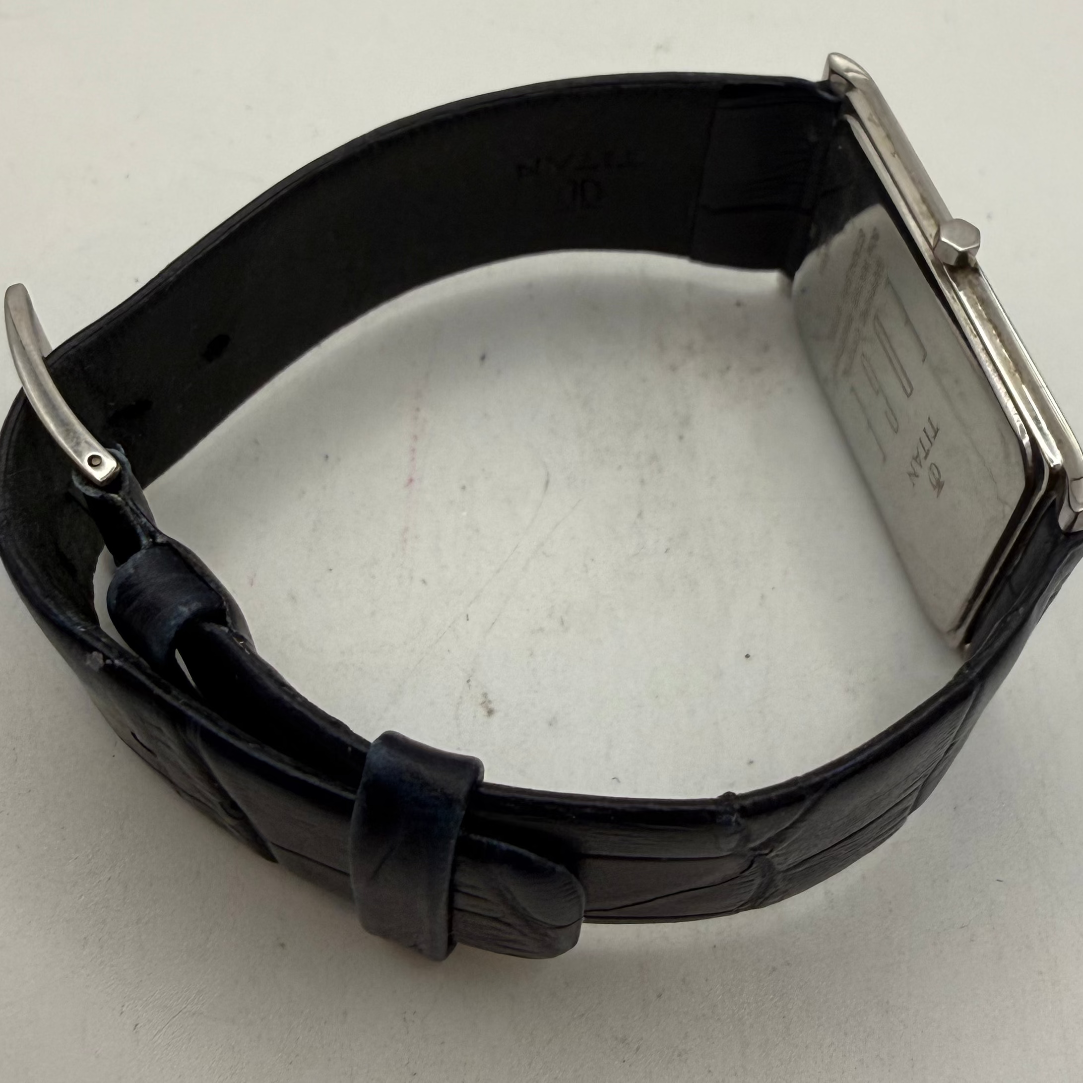 Titan Edge Ultra Slim Sapphire Crystal Blue Dial Leather Strap Watch (Fully Tested an- £75.00