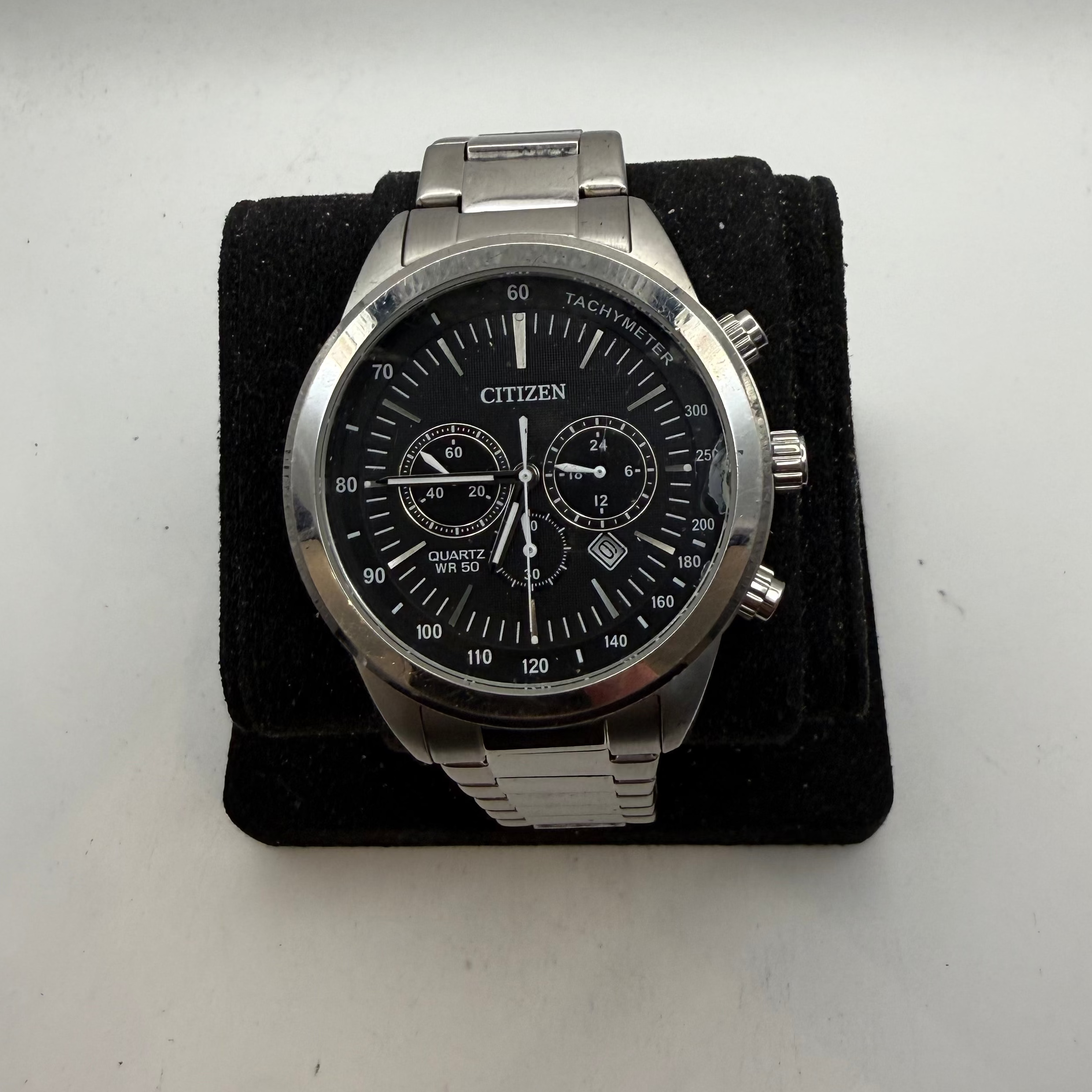 Citizen Chronograph Black Dial Stainless Steel Bracelet Watch 49mm (Fully Tested and Working)- £105.00