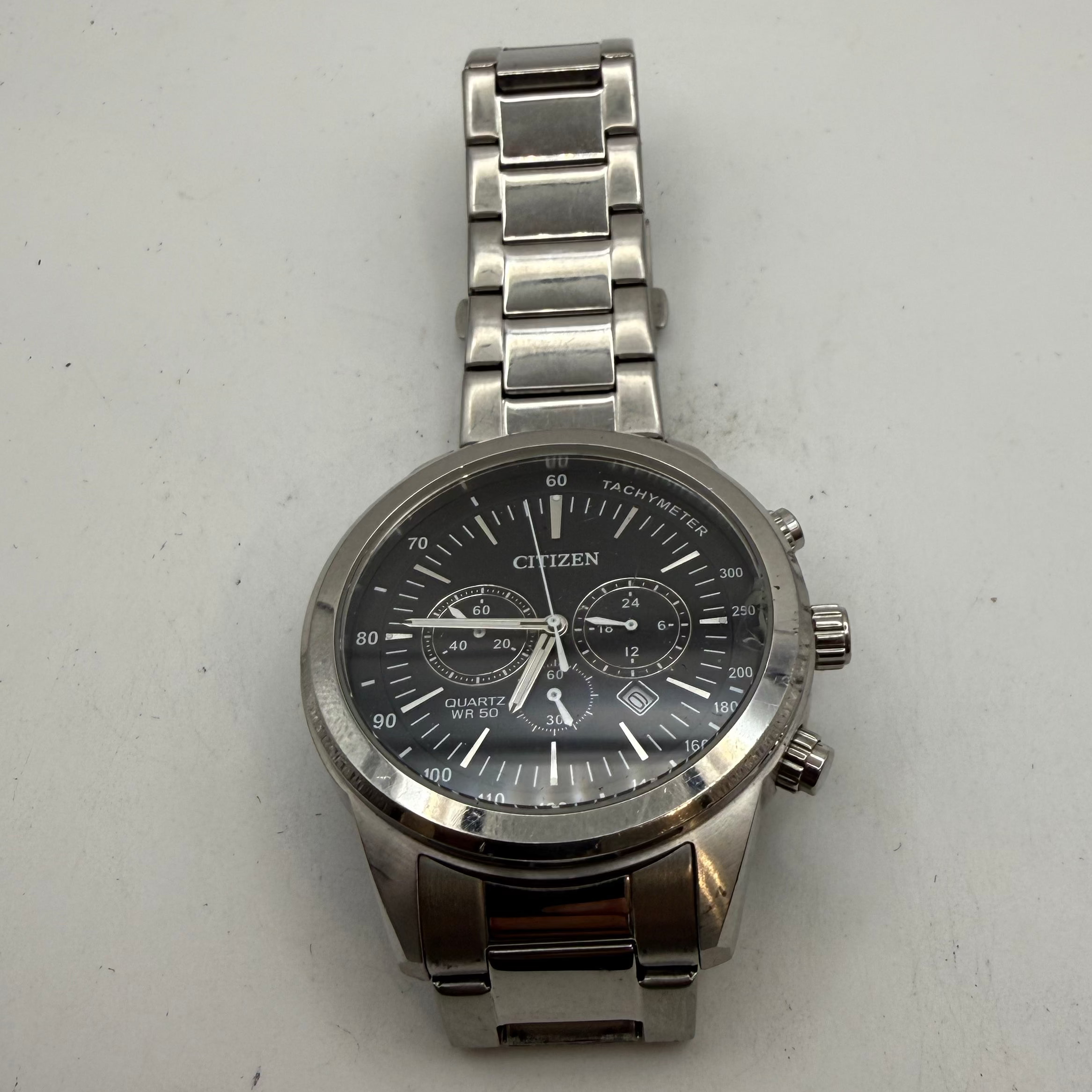 Citizen Chronograph Black Dial Stainless Steel Bracelet Watch 49mm (Fully Tested and Working)- £105.00