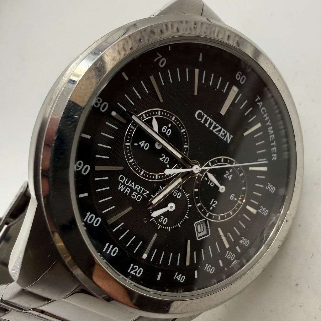 Citizen Chronograph Black Dial Stainless Steel Bracelet Watch 49mm (Fully Tested and Working)- £105.00