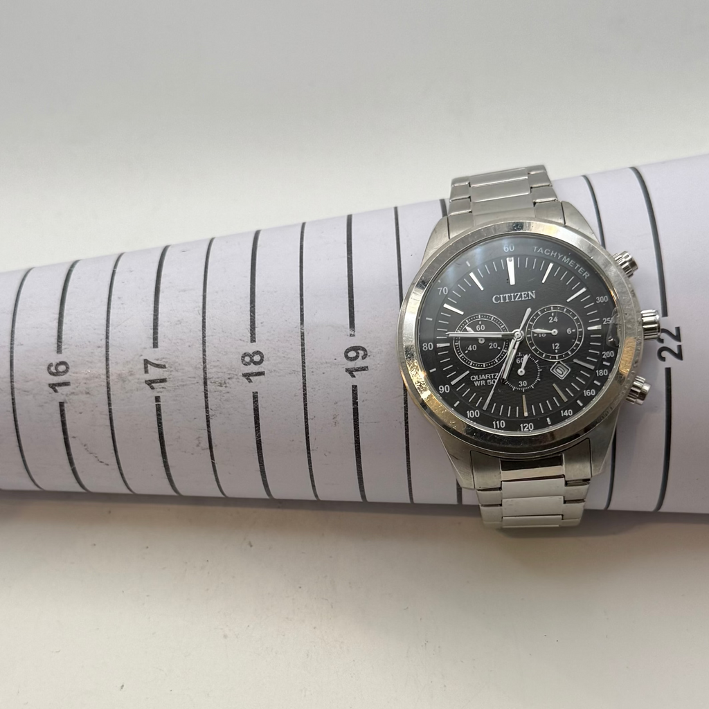 Citizen Chronograph Black Dial Stainless Steel Bracelet Watch 49mm (Fully Tested and Working)- £105.00