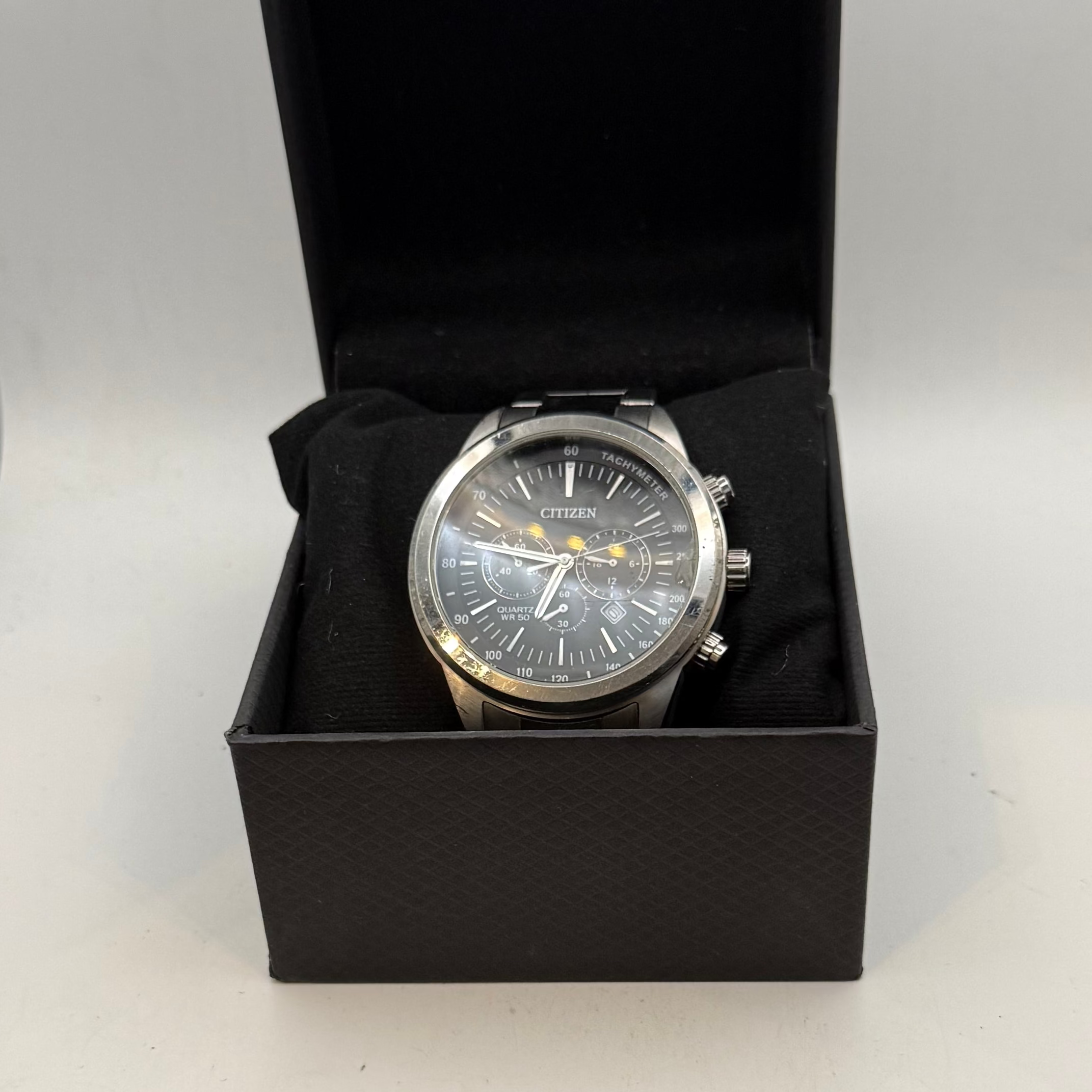 Citizen Chronograph Black Dial Stainless Steel Bracelet Watch 49mm (Fully Tested and Working)- £105.00