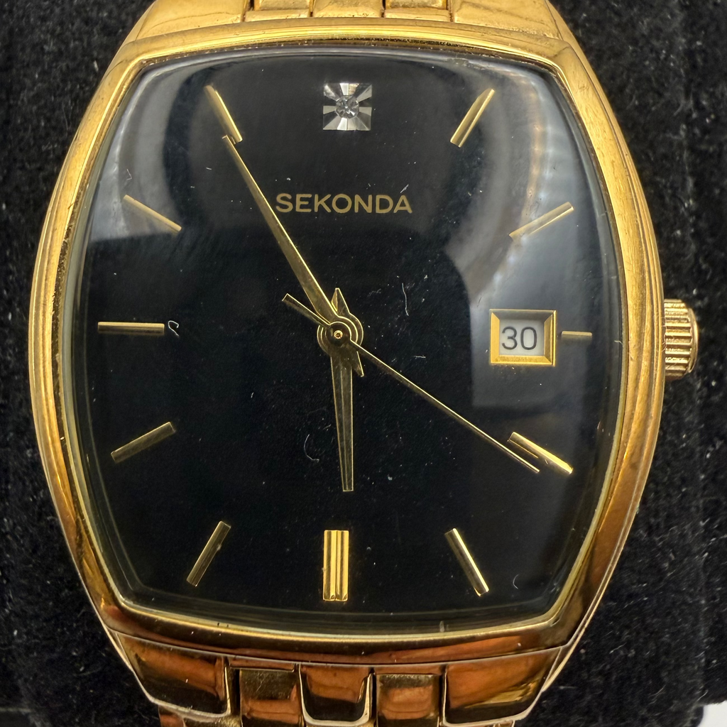 Sekonda Gold Tone Black Dial Date Men's Watch 37mm Quartz (Fully Tested and Working)- £20.00