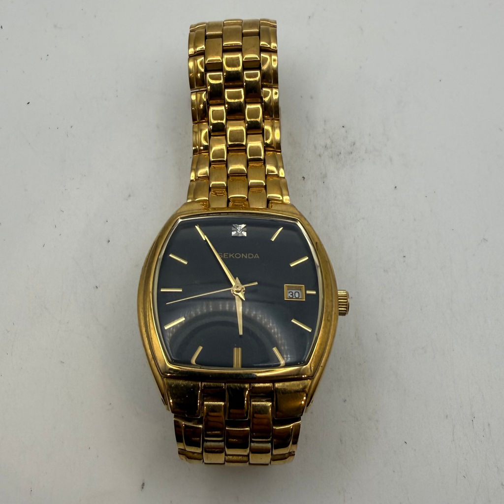 Sekonda Gold Tone Black Dial Date Men's Watch 37mm Quartz (Fully Tested and Working)- £20.00