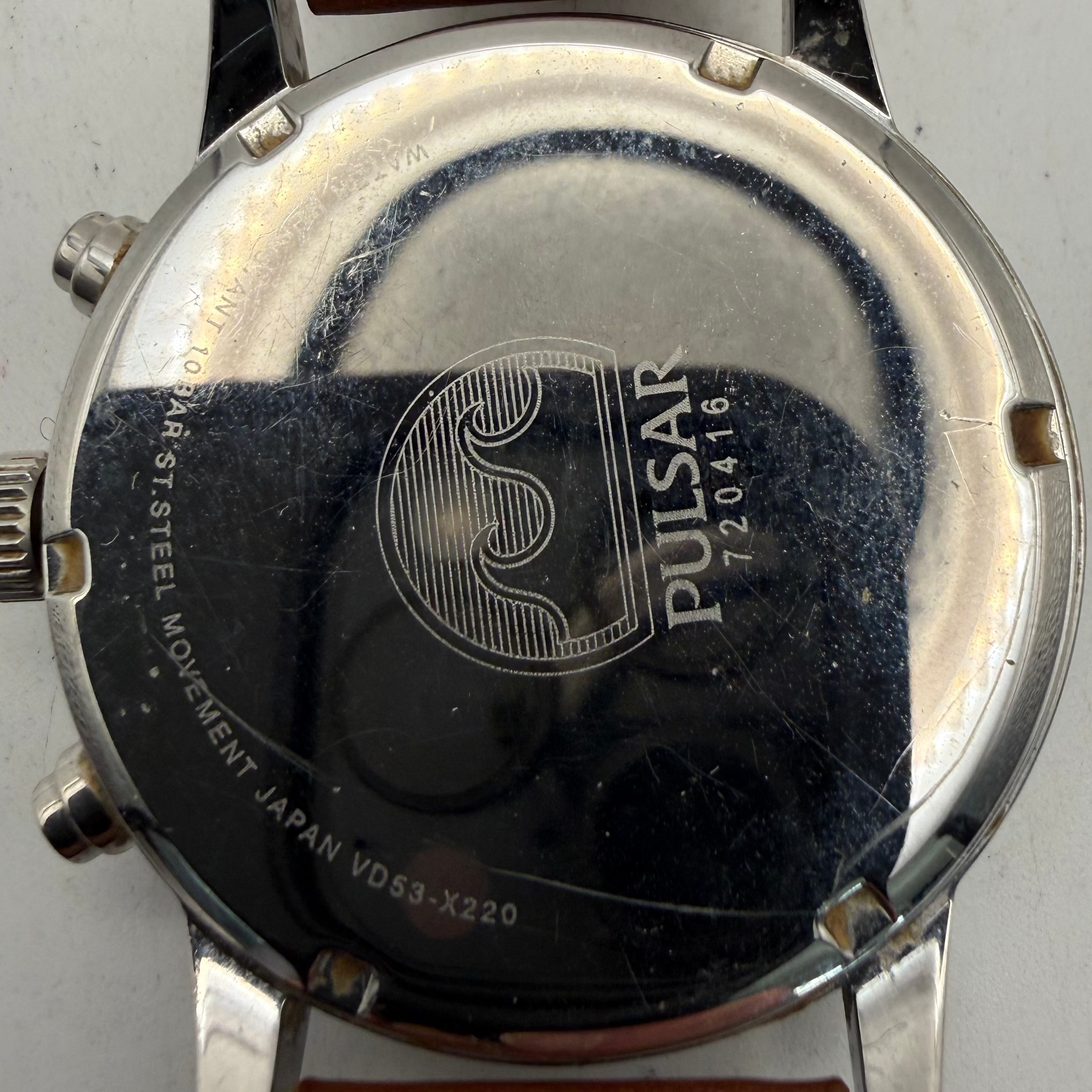 Pulsar Chronograph 100M Men's Quartz Watch Brown Leather Strap (Fully Tested and Working)- £