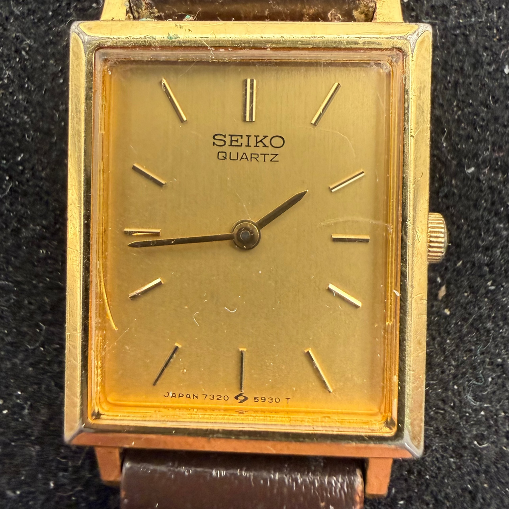 Vintage Seiko Quartz Ladies Gold Tone Rectangular Watch 7320-5560 (Fully Tested and Working)- £25.00