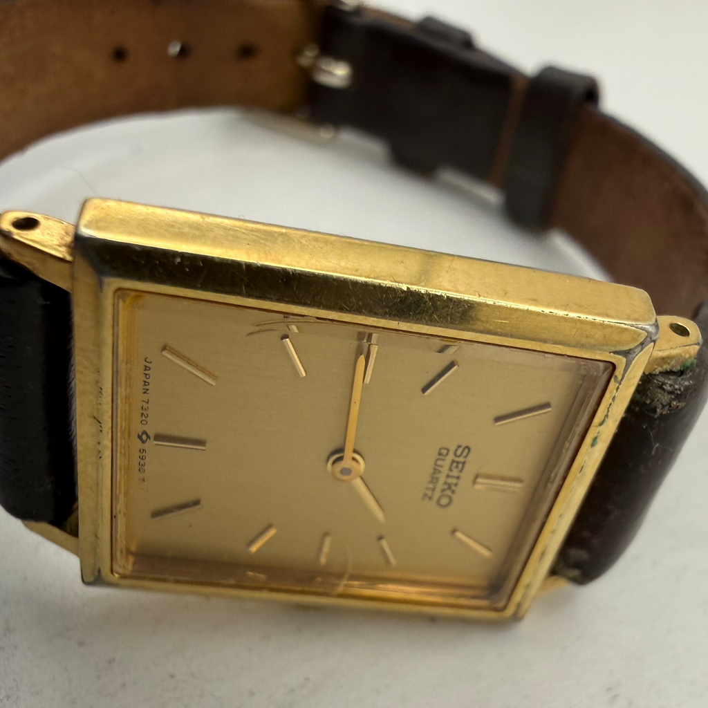 Vintage Seiko Quartz Ladies Gold Tone Rectangular Watch 7320-5560 (Fully Tested and Working)- £25.00