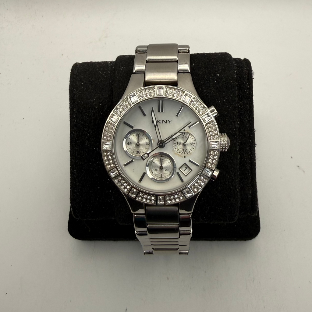 DKNY Ladies Crystal Bezel Chronograph Stainless Steel Watch (Fully Tested and Working)- £25.00