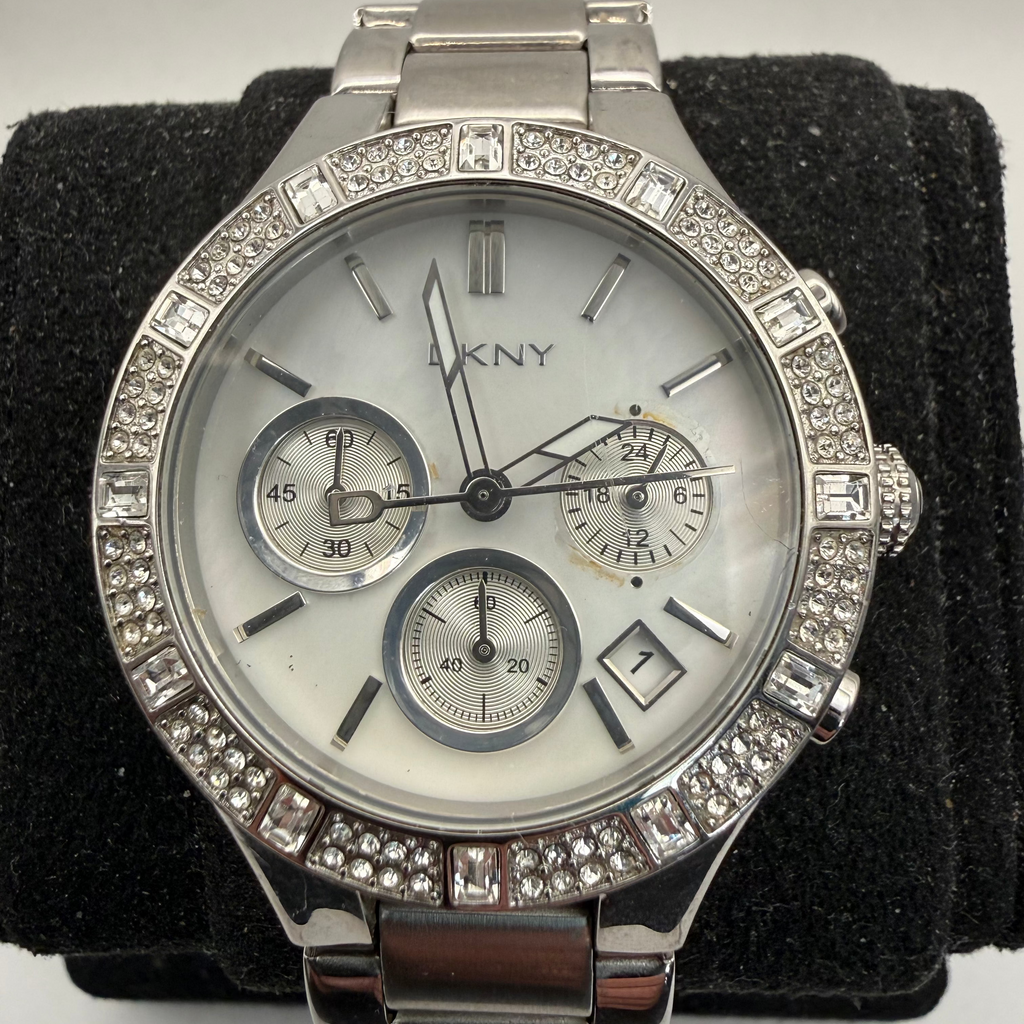 DKNY Ladies Crystal Bezel Chronograph Stainless Steel Watch (Fully Tested and Working)- £25.00