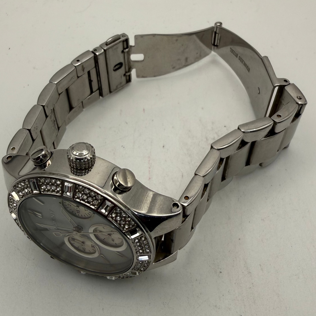 DKNY Ladies Crystal Bezel Chronograph Stainless Steel Watch (Fully Tested and Working)- £25.00