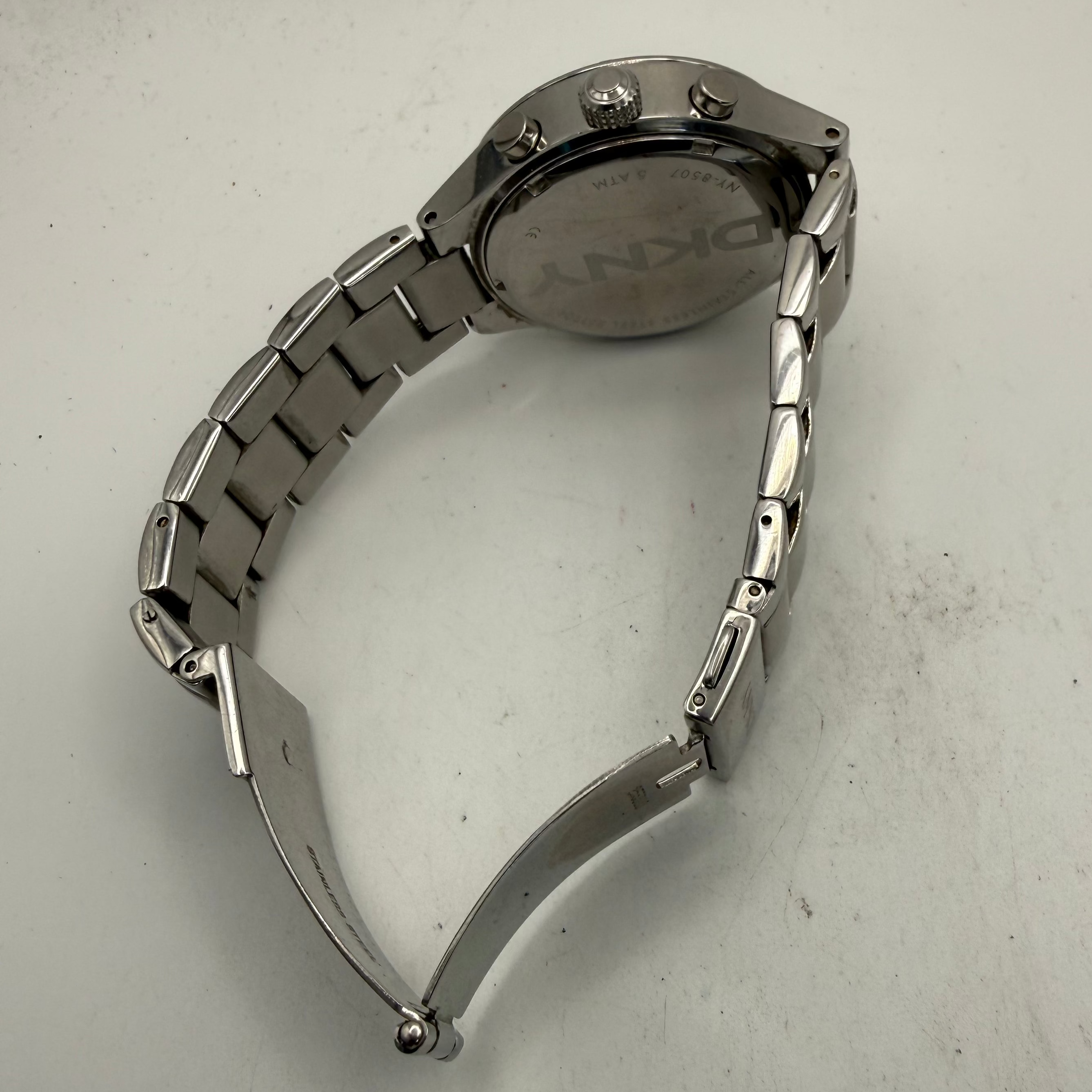 DKNY Ladies Crystal Bezel Chronograph Stainless Steel Watch (Fully Tested and Working)- £25.00