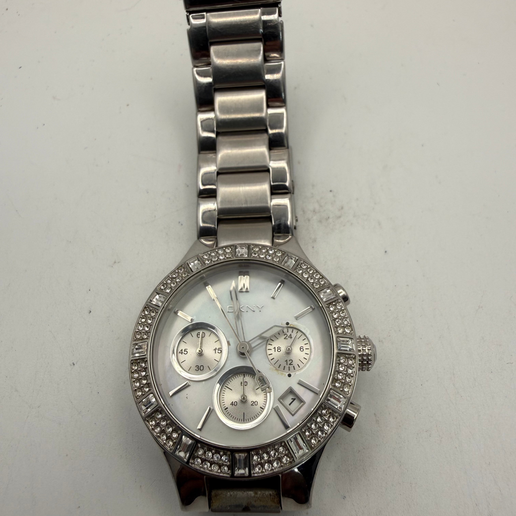 DKNY Ladies Crystal Bezel Chronograph Stainless Steel Watch (Fully Tested and Working)- £25.00
