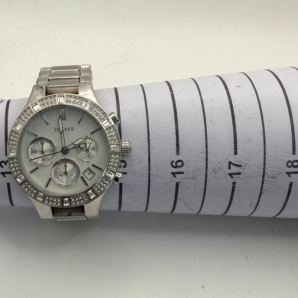 DKNY Ladies Crystal Bezel Chronograph Stainless Steel Watch (Fully Tested and Working)- £25.00