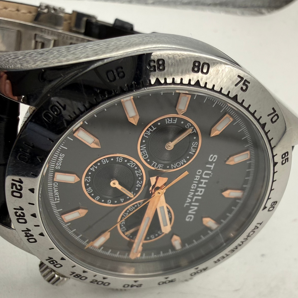 Stuhrling Original Men's Multifunction Tachymeter Quartz Watch (Fully Tested and Working)- £50.00