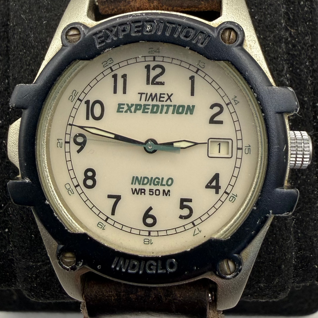 Timex Expedition Indiglo WR50M Men's Quartz Watch Date Brown Canvas Strap (Fully Tested and Working)- £25.00