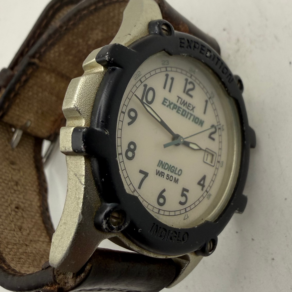 Timex Expedition Indiglo WR50M Men's Quartz Watch Date Brown Canvas Strap (Fully Tested and Working)- £25.00