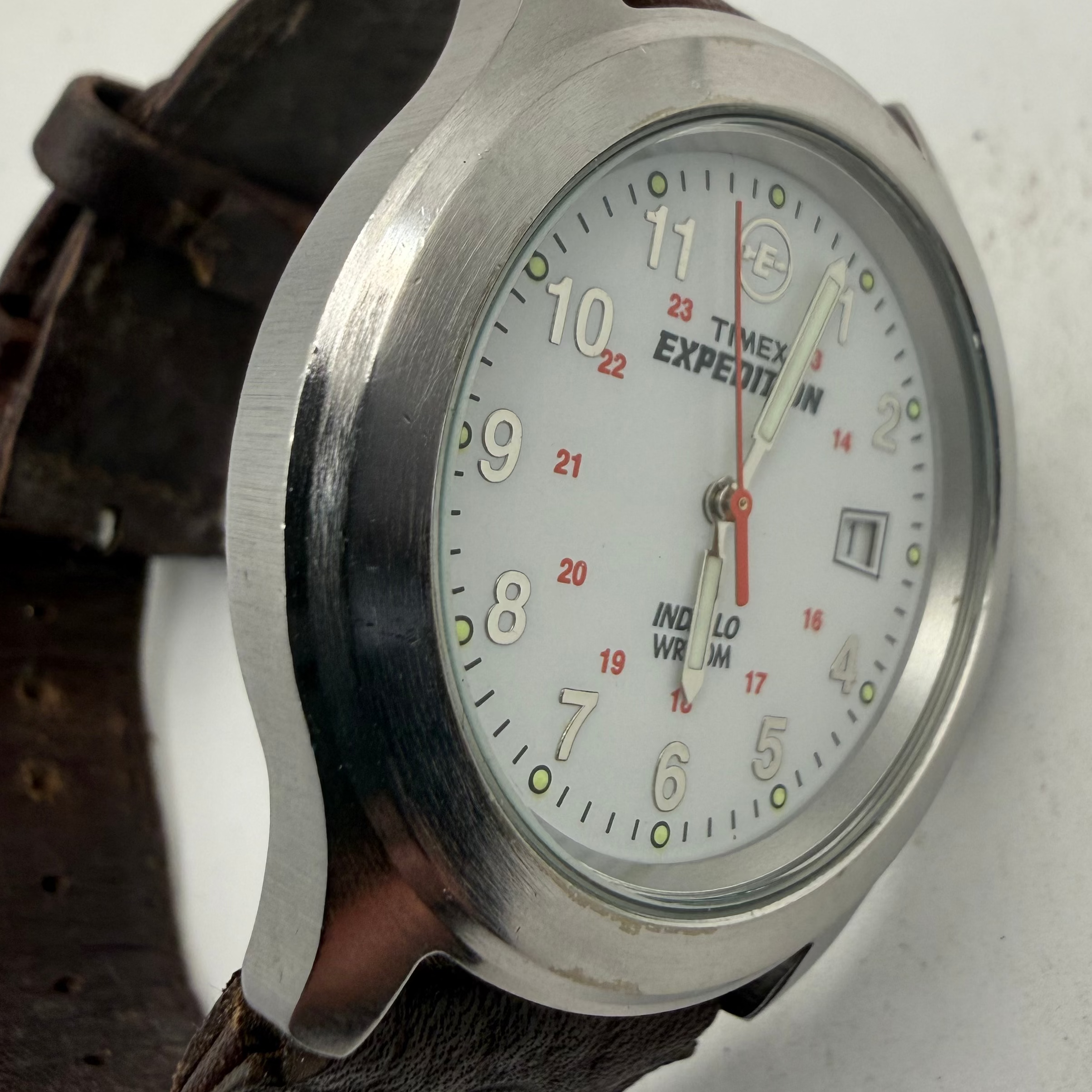 Timex Expedition Indiglo Men's Quartz Date Watch Brown Leather Strap WR50M (Fully Tested and Working)- £25.00
