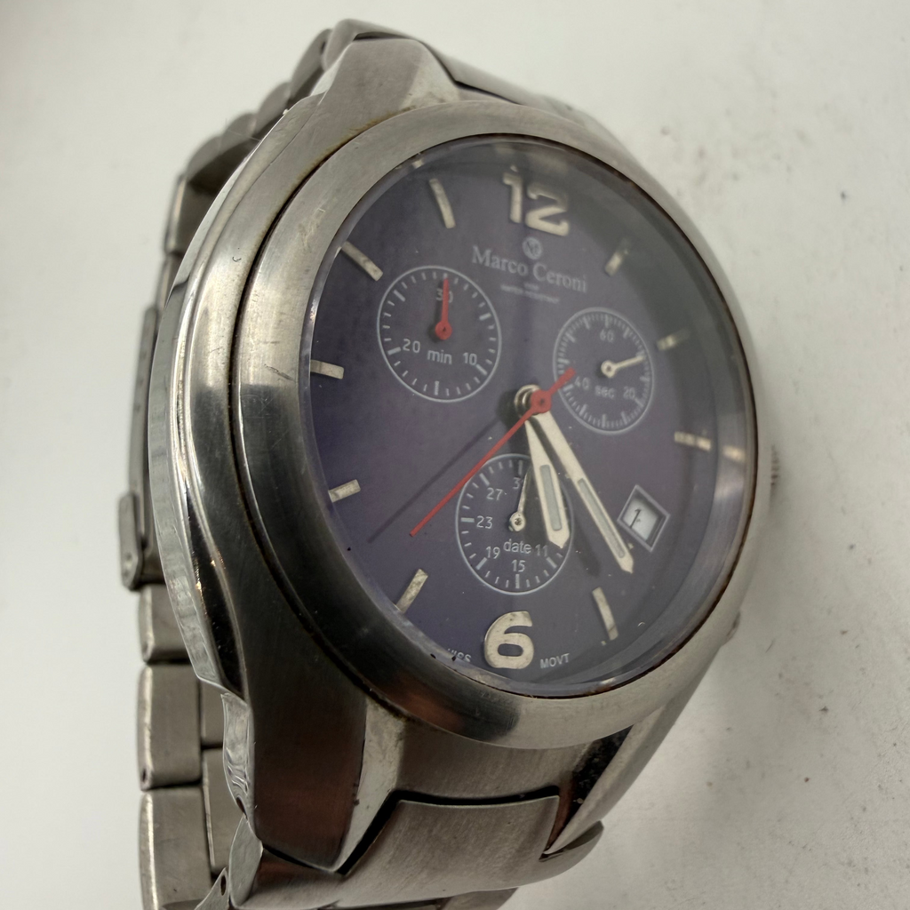 Marco Ceroni Chronograph Stainless Steel Watch Blue Dial Date (Fully Tested and Working)- £35.00