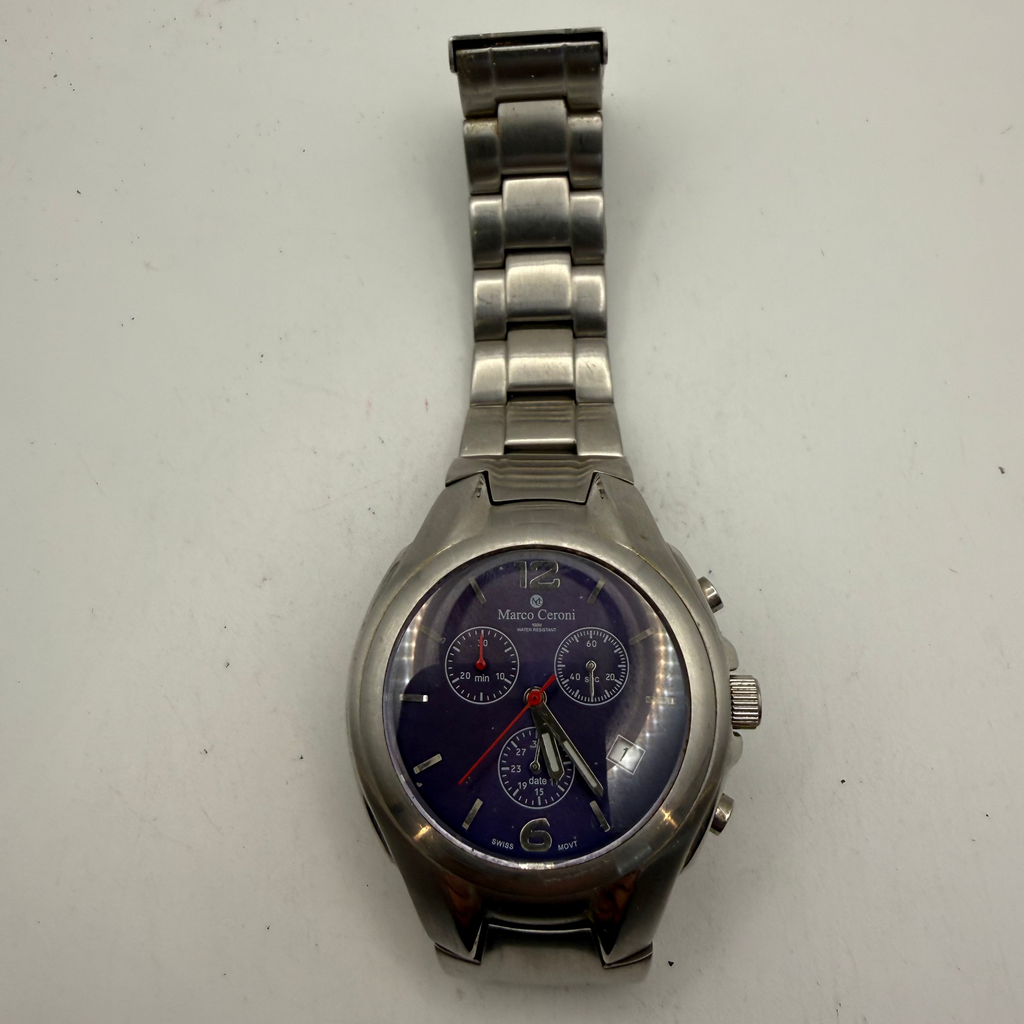 Marco Ceroni Chronograph Stainless Steel Watch Blue Dial Date (Fully Tested and Working)- £35.00
