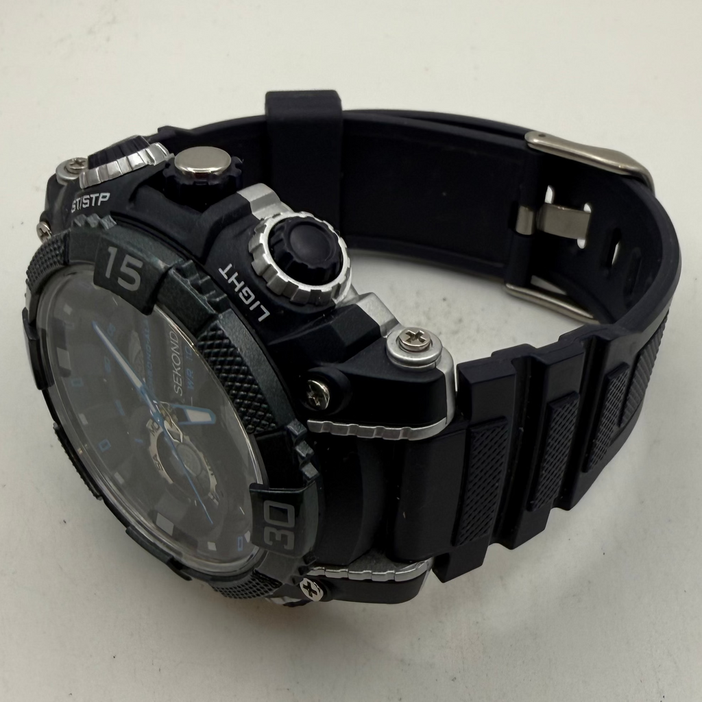 Sekonda Chrono-Alarm WR100M Ana-Digi Men's Watch Black Blue 30167 (Fully Tested and Working)- £40.00
