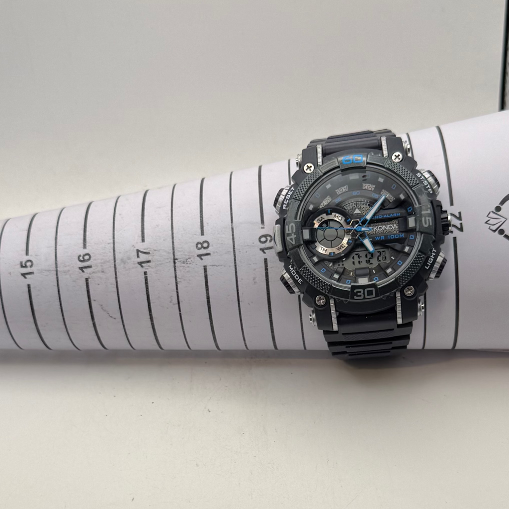 Sekonda Chrono-Alarm WR100M Ana-Digi Men's Watch Black Blue 30167 (Fully Tested and Working)- £40.00