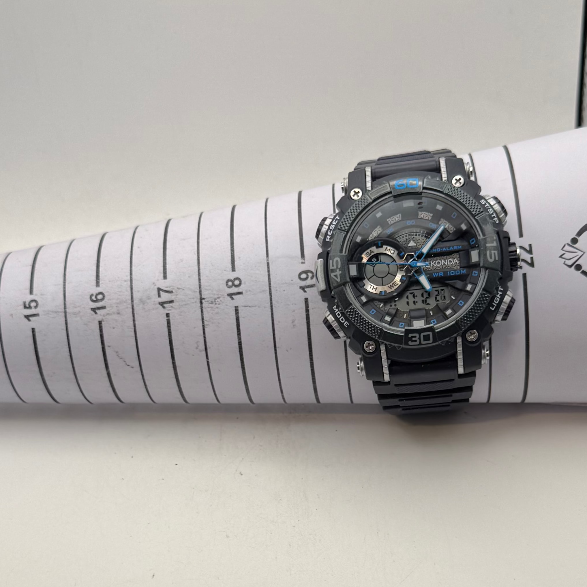 Sekonda Chrono-Alarm WR100M Ana-Digi Men's Watch Black Blue 30167 (Fully Tested and Working)- £40.00