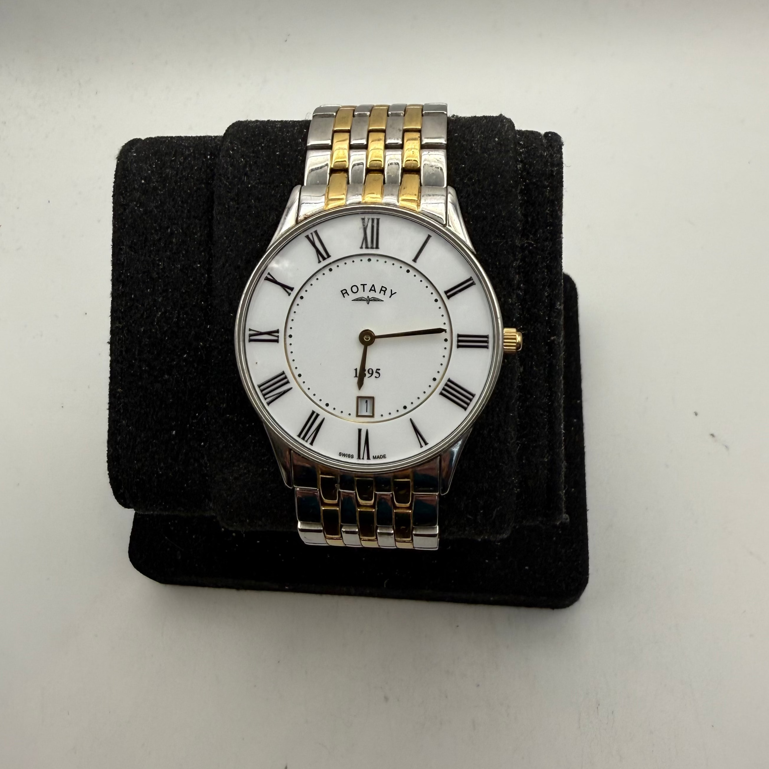 Rotary 1895 Swiss Made Two-Tone White Dial Date Men's Watch (Fully Tested and Working)- £45.00