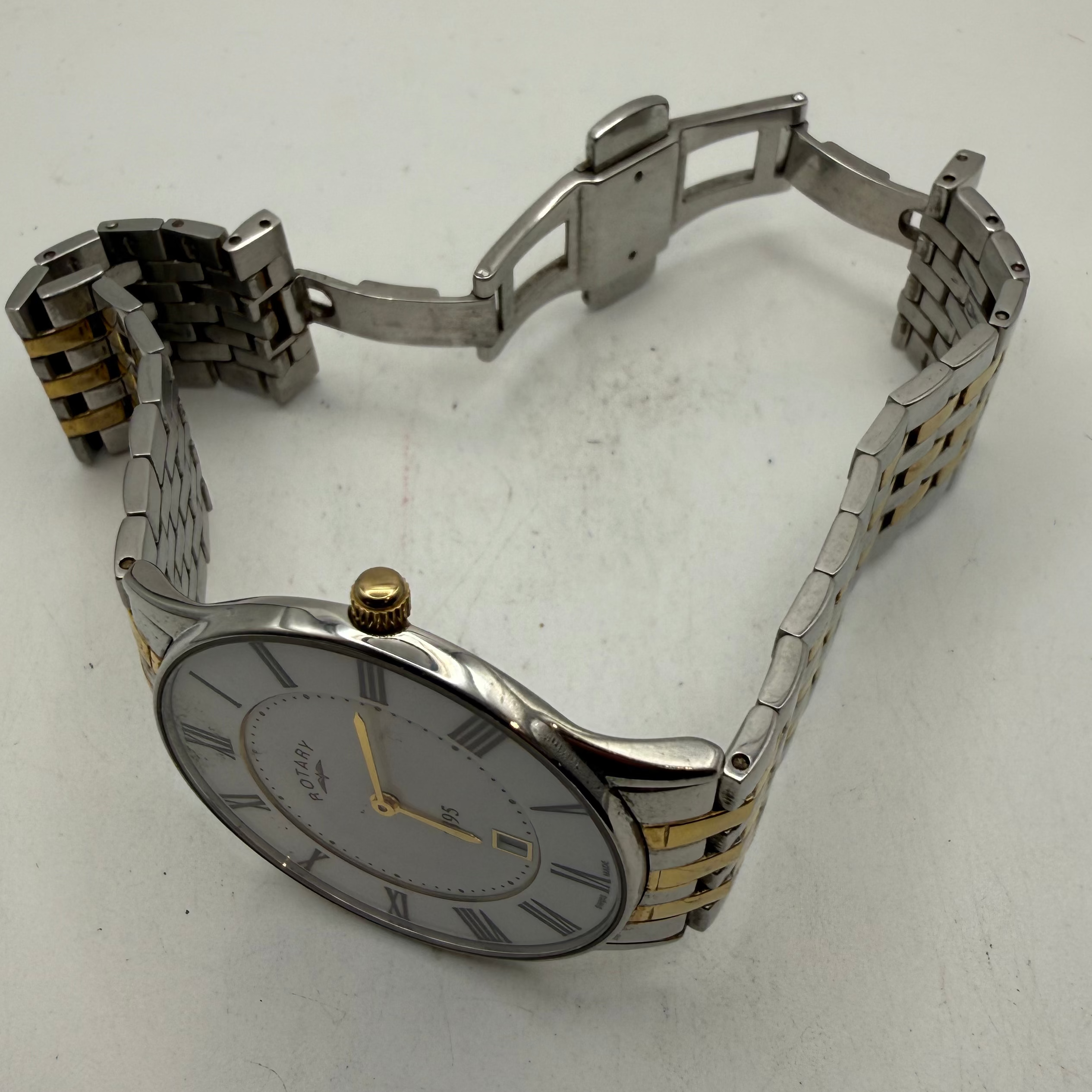 Rotary 1895 Swiss Made Two-Tone White Dial Date Men's Watch (Fully Tested and Working)- £45.00